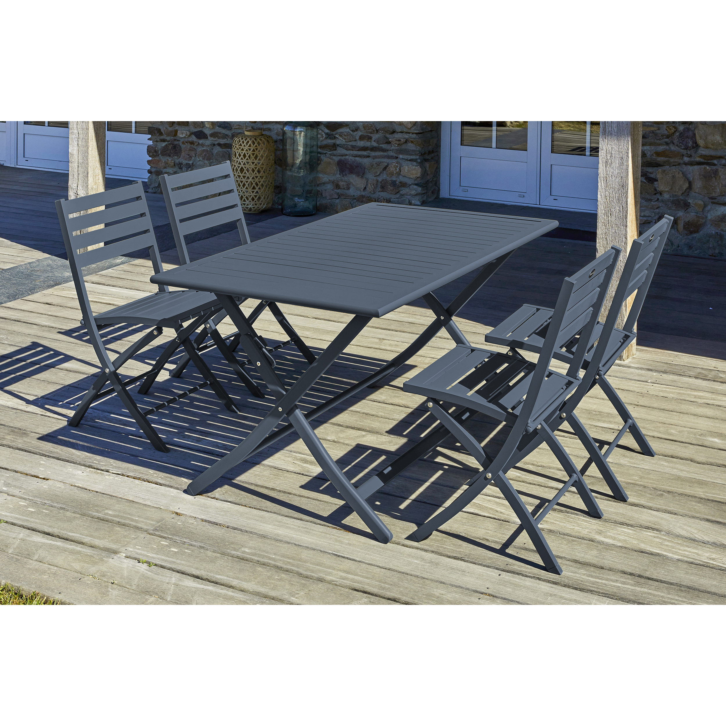 Voir la diapositive 2 : CITY GARDEN Salon de jardin - 4 places - Aluminium - Anthracite - MARIUS