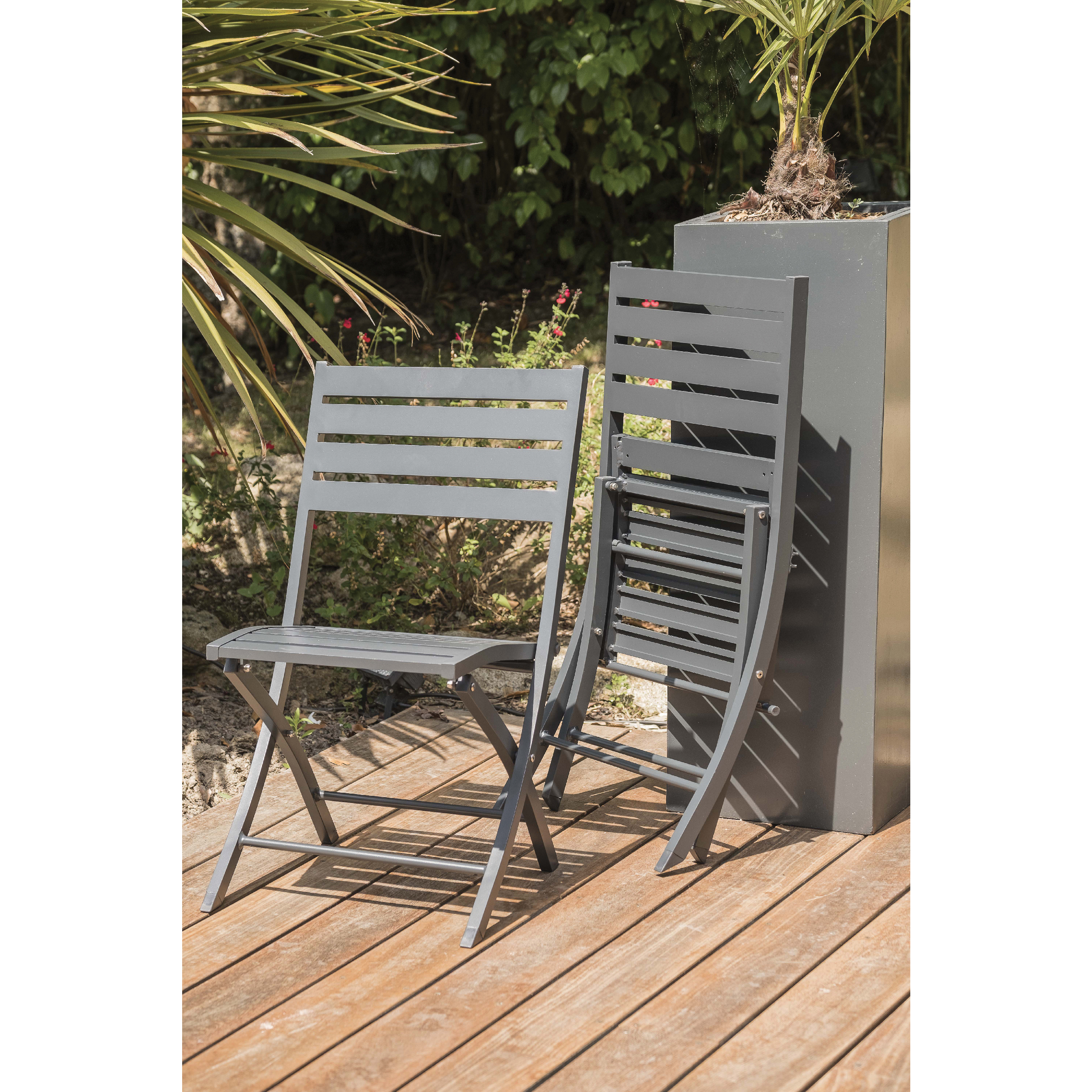 Voir la diapositive 4 : CITY GARDEN Salon de jardin - 4 places - Aluminium - Anthracite - MARIUS