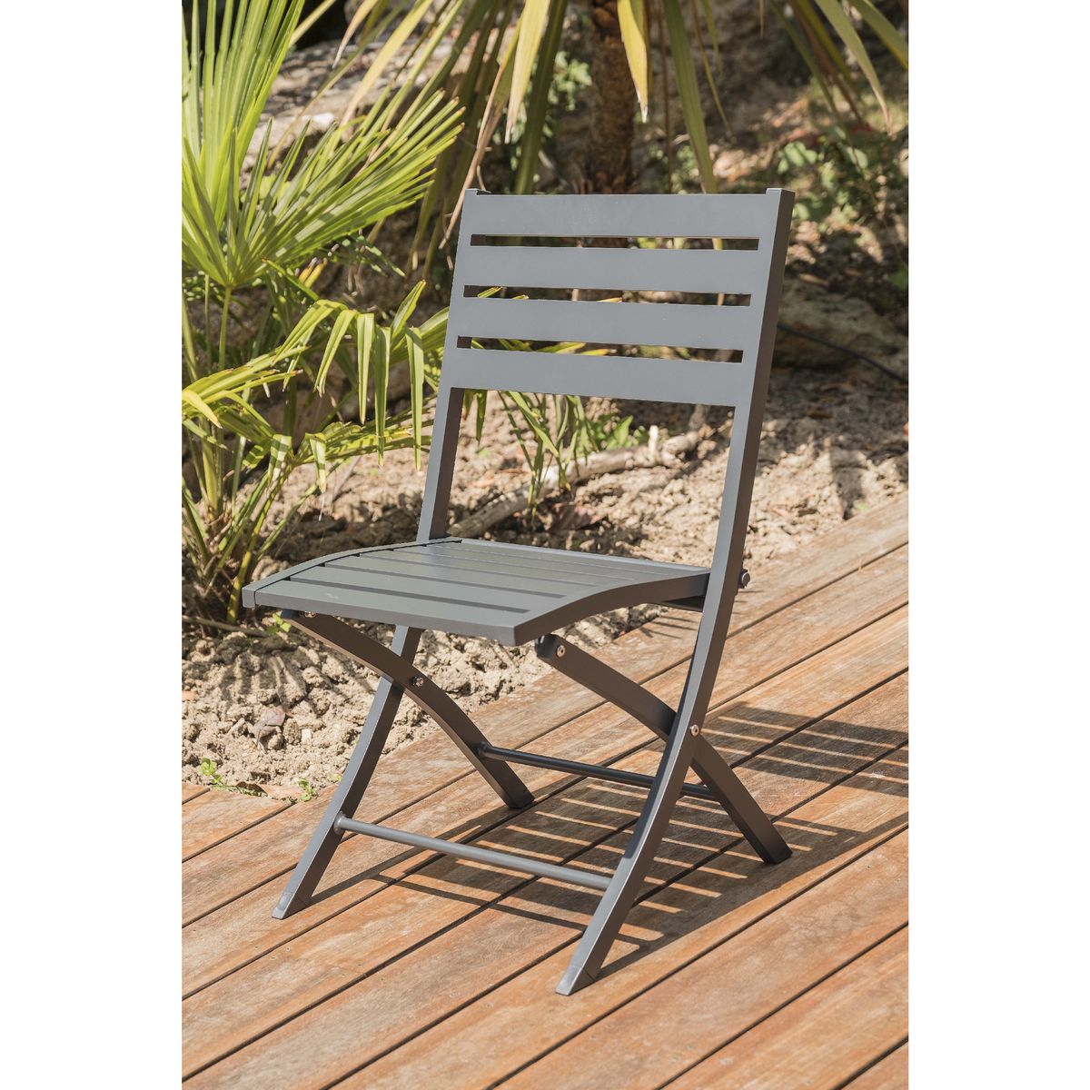 CITY GARDEN Salon de jardin - 4 places - Aluminium - Anthracite - MARIUS