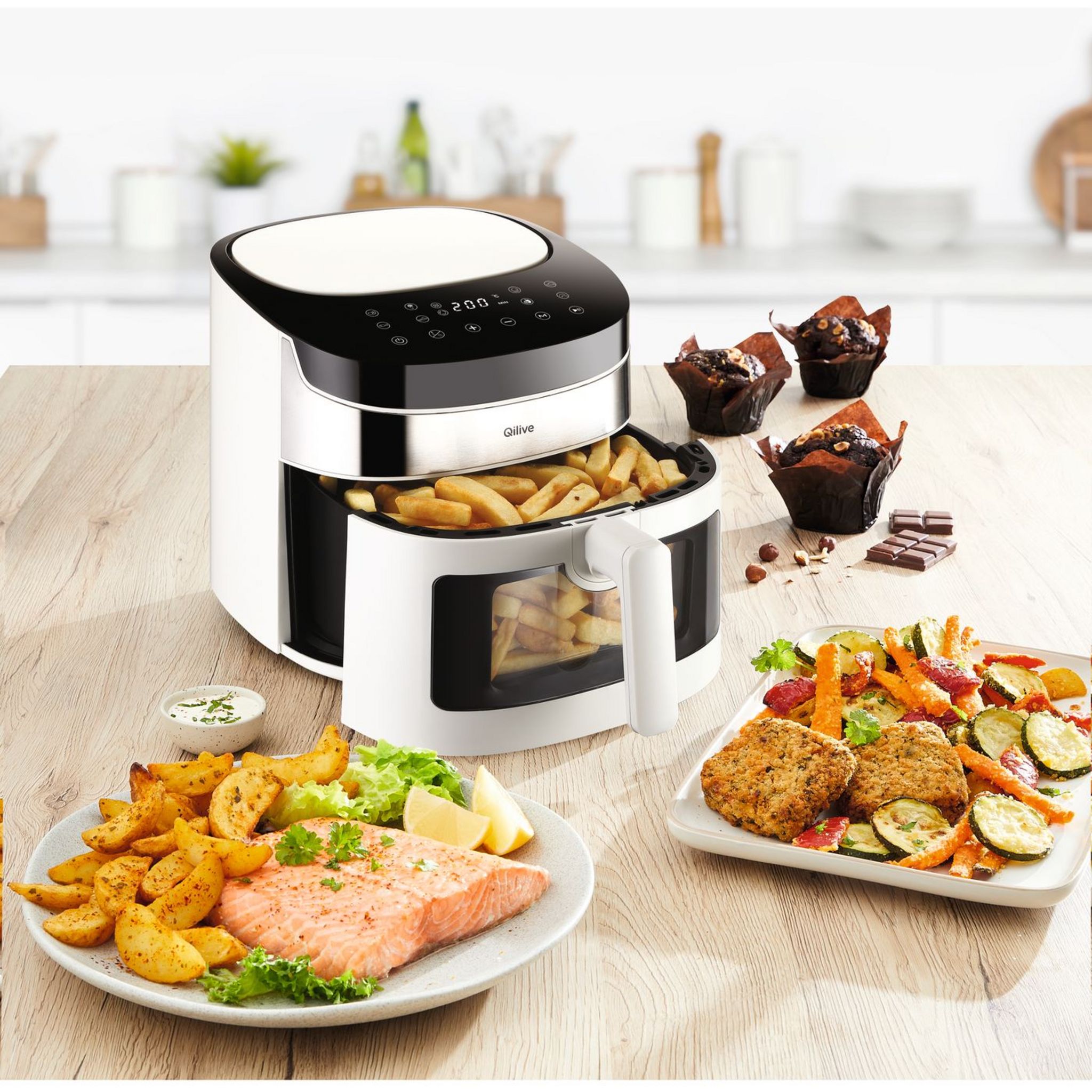 Voir la diapositive 4 : QILIVE Friteuse sans huile à air chaud XL Q.5274 - Blanc