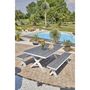 Voir la diapositive 6 : DCB GARDEN Table de jardin rectangulaire - 4/6 places - Aluminium et plateau effet pierre - Blanc - ANNECY