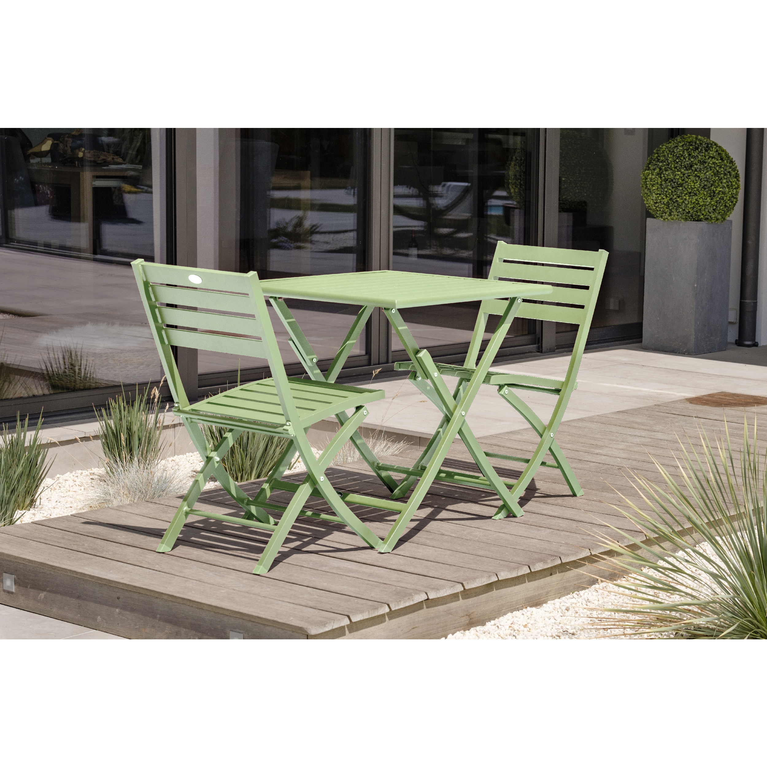 Voir la diapositive 2 : Salon de jardin - 2 places - Aluminium - Vert lagune - MARIUS