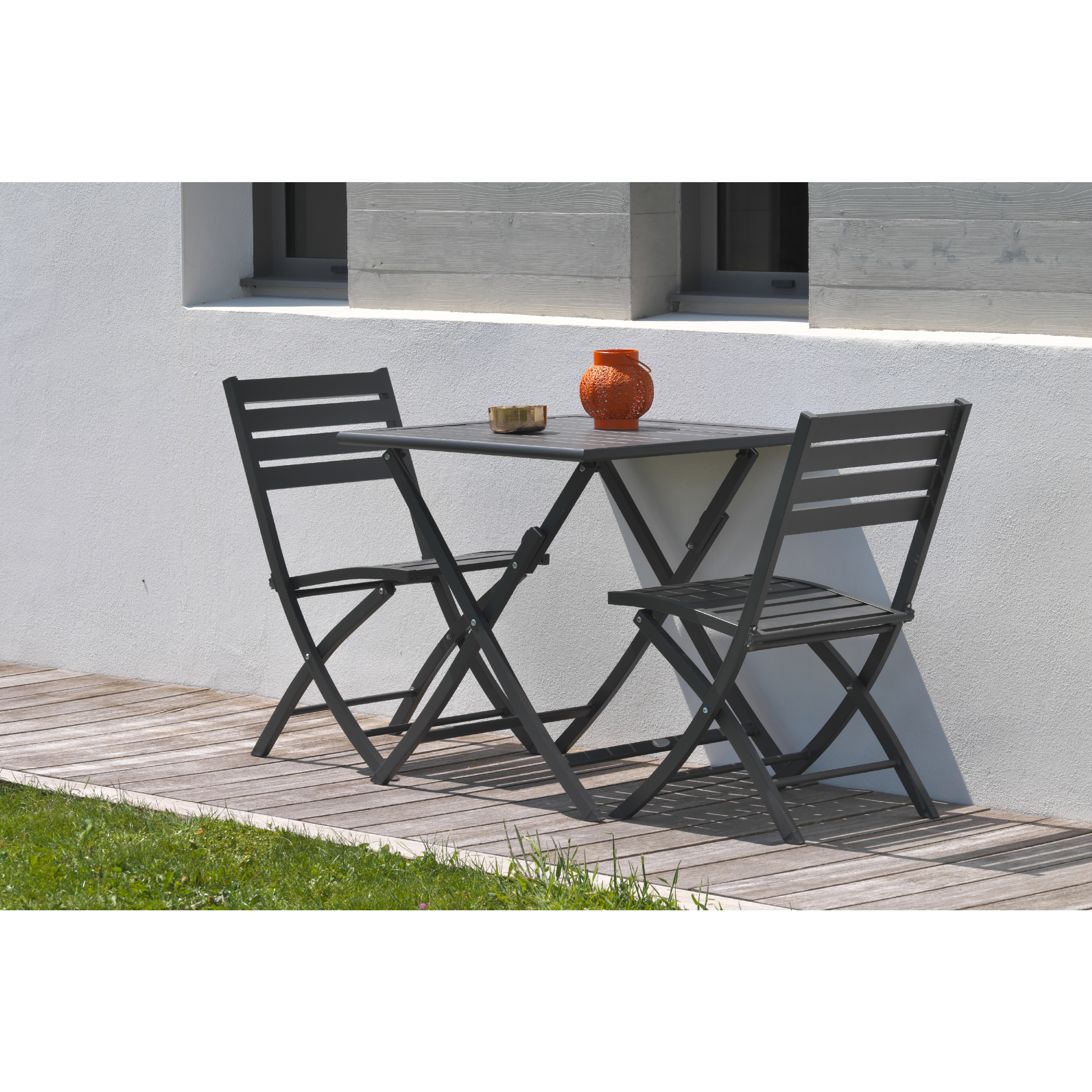 Voir la diapositive 2 : CITY GARDEN Salon de jardin - 2 places - Aluminium - Anthracite - MARIUS