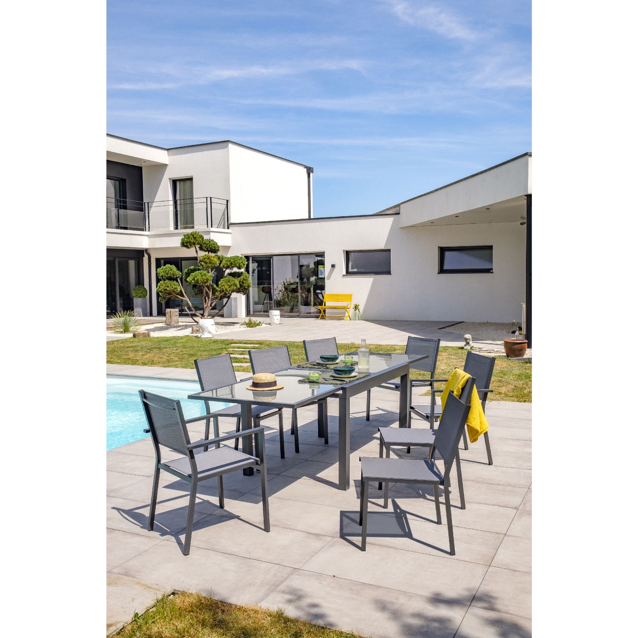 Voir la diapositive 10 : Salon de jardin - 8 places - Aluminium - Anthracite - TOLEDE