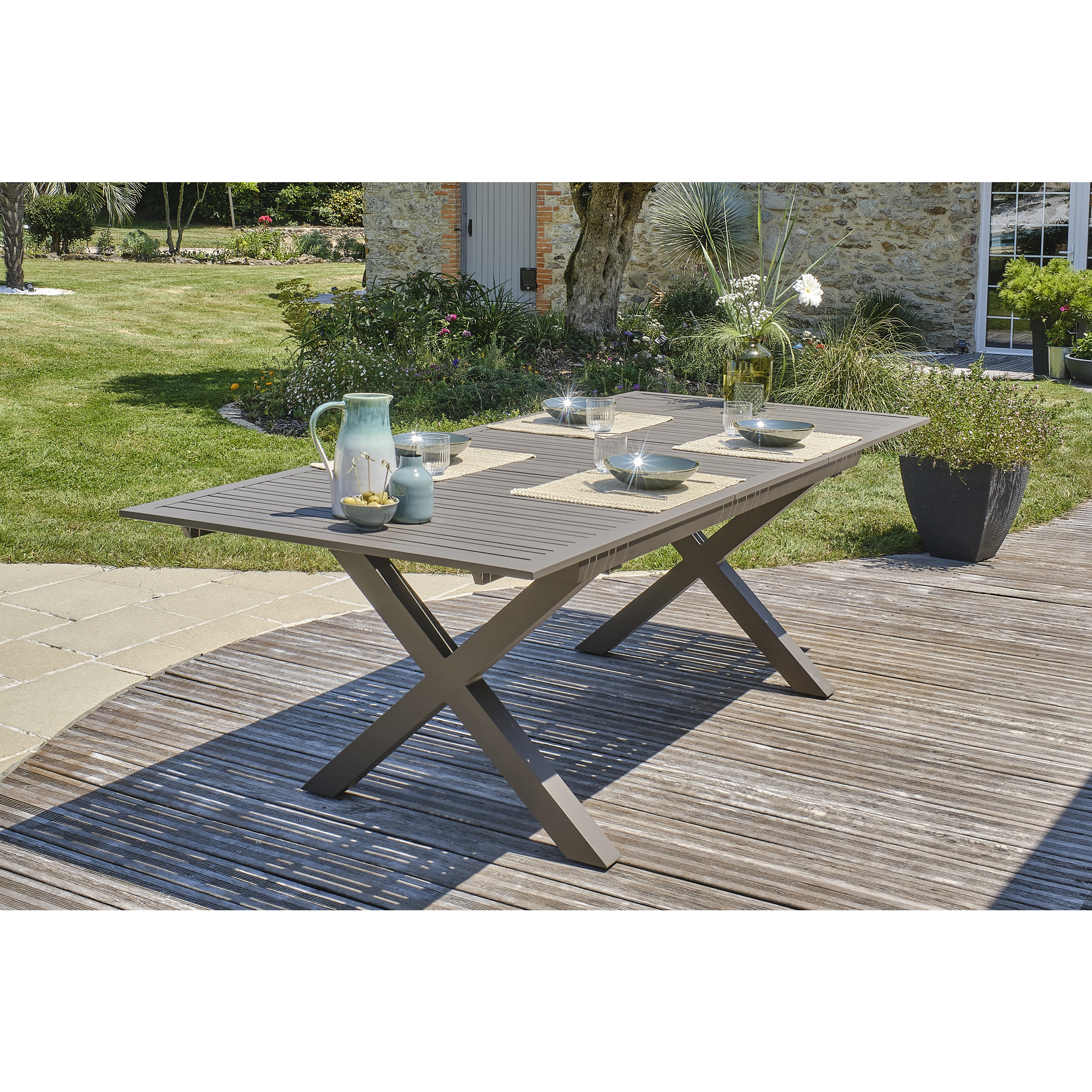 Voir la diapositive 4 : DCB GARDEN Salon de jardin - 6 places - Aluminium - Quartz - FLORIDE