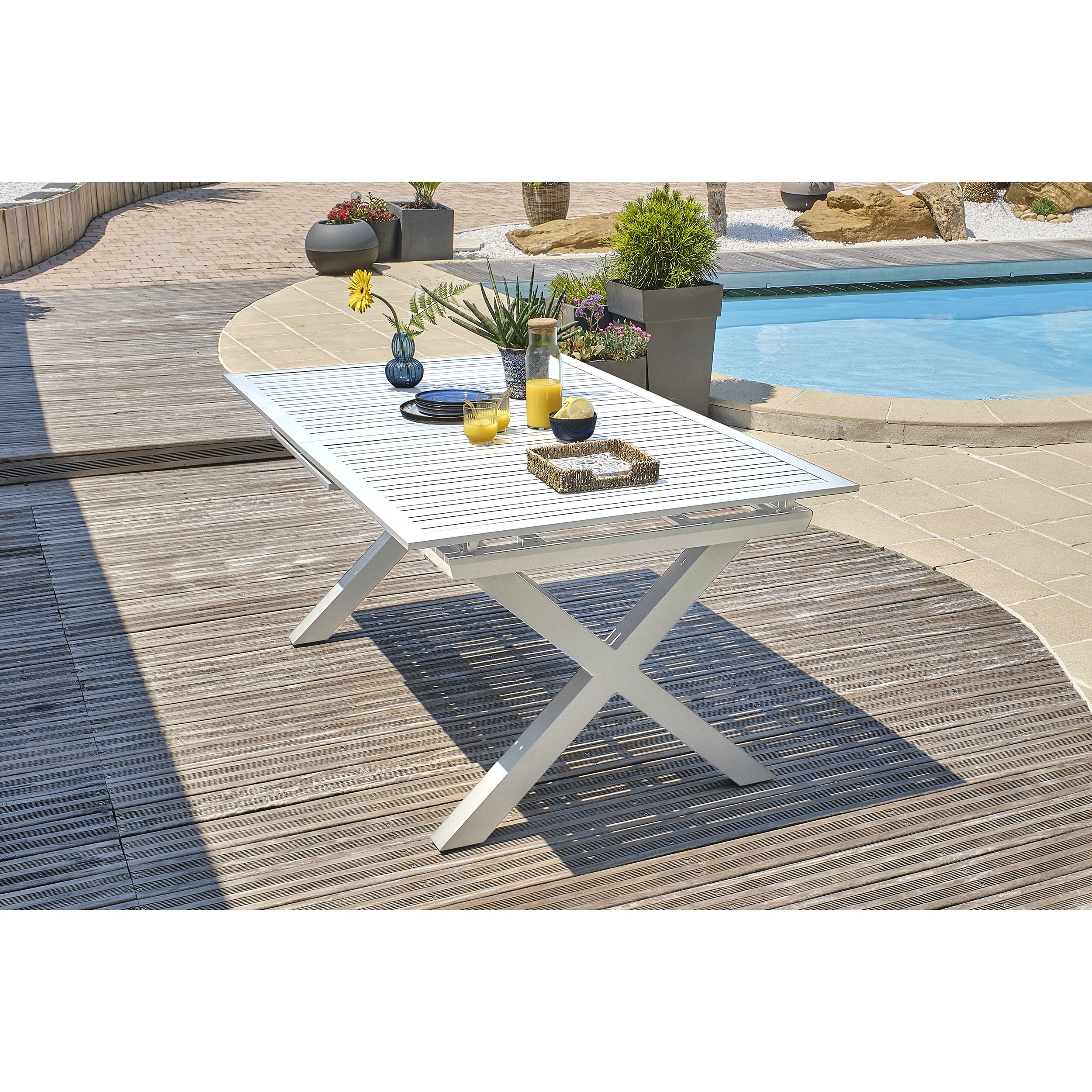 Voir la diapositive 4 : DCB GARDEN Salon de jardin - 6 places - Aluminium - Blanc - FLORIDE