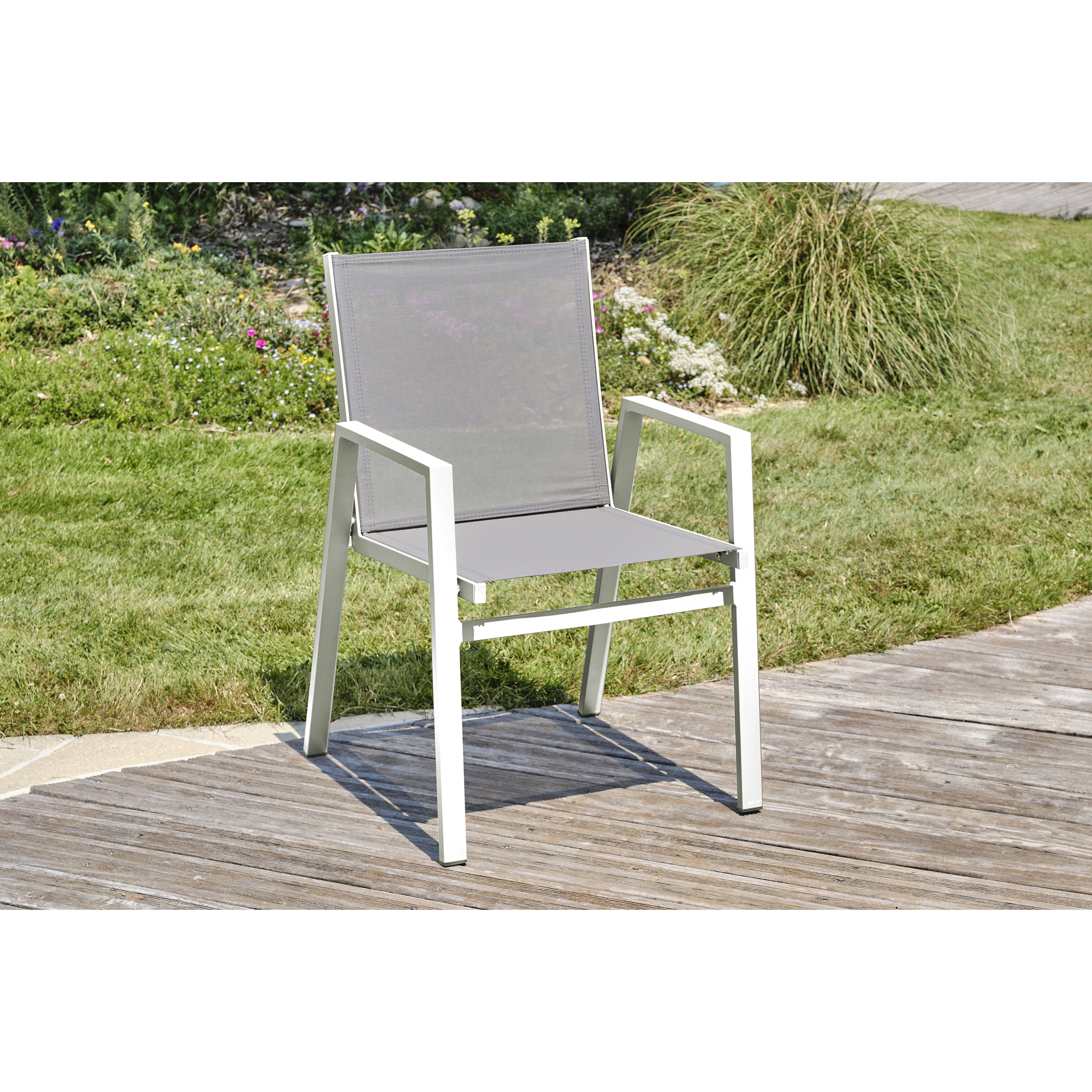 Voir la diapositive 6 : DCB GARDEN Salon de jardin - 6 places - Aluminium - Blanc - FLORIDE