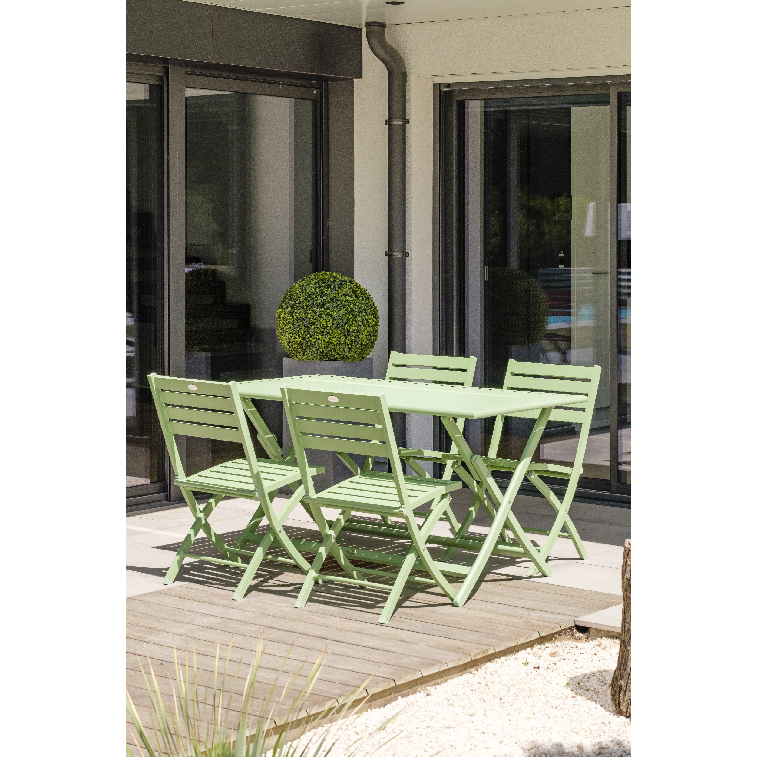 Voir la diapositive 5 : Salon de jardin - 4 places - Aluminium - Kaki - MARIUS