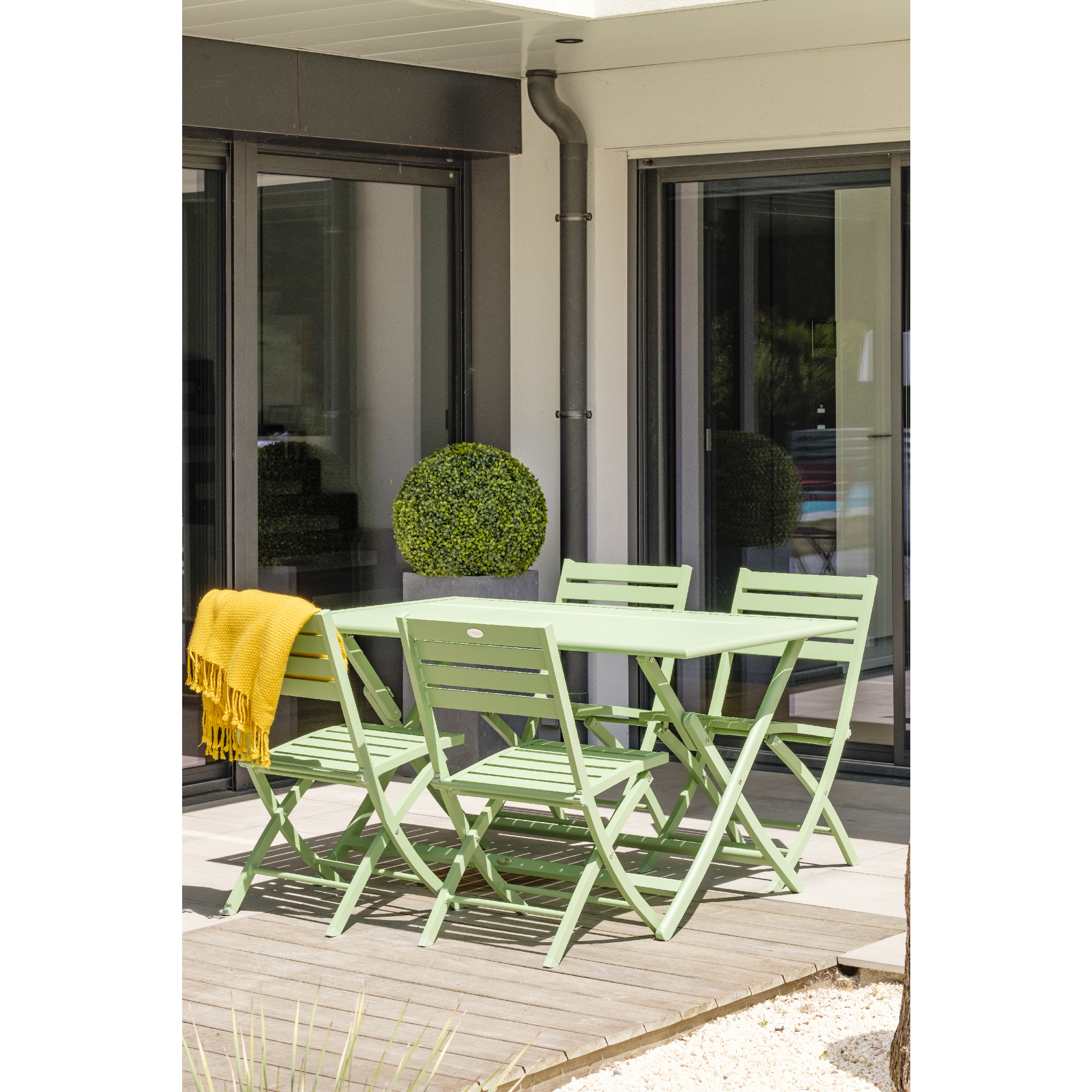 Voir la diapositive 6 : Salon de jardin - 4 places - Aluminium - Kaki - MARIUS