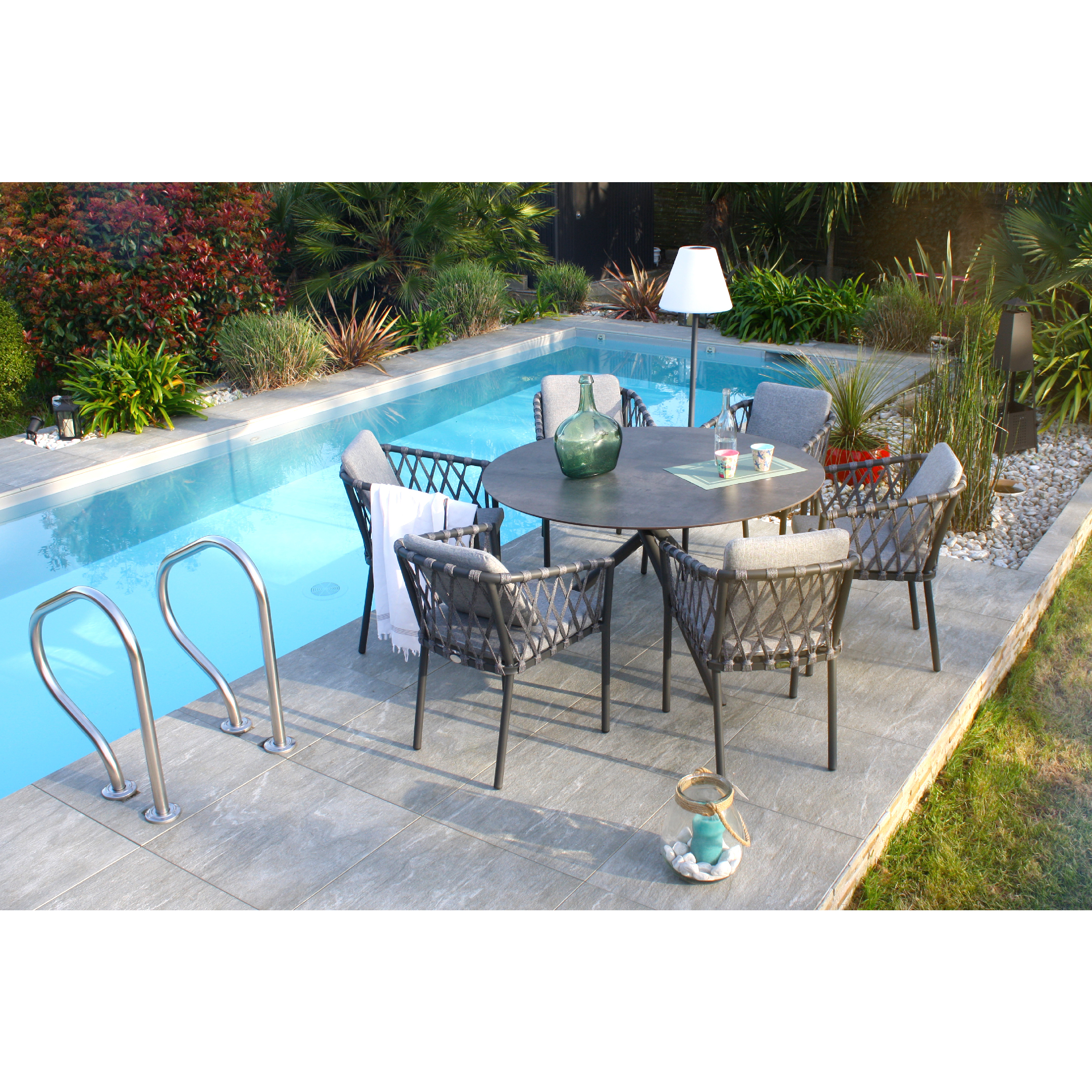 Voir la diapositive 9 : Salon de jardin - 6 places - Aluminium - Anthracite - PILAT
