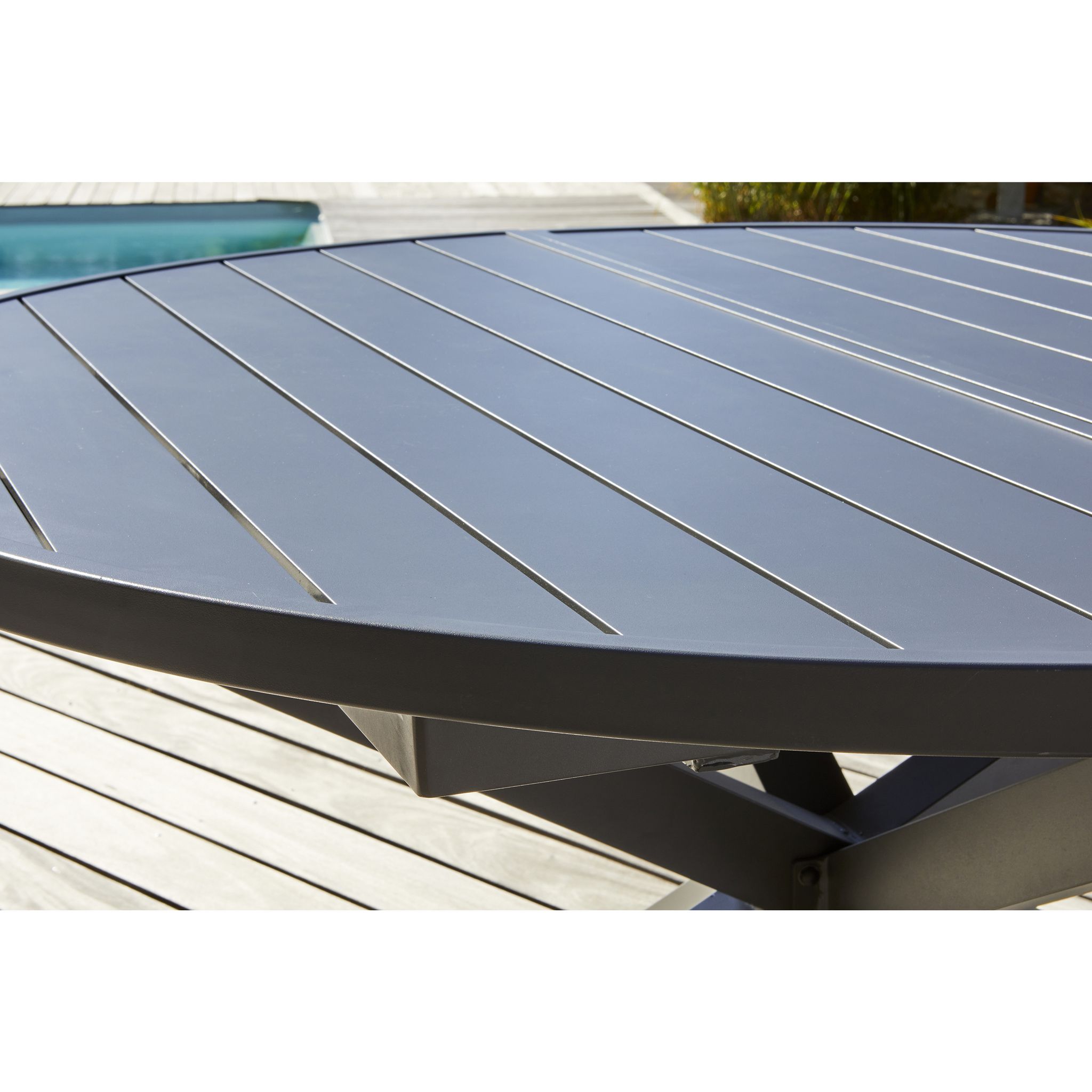 Voir la diapositive 6 : DCB GARDEN Salon de jardin avec rallonge papillon - 6 places - Aluminium - Anthracite - PELOSA