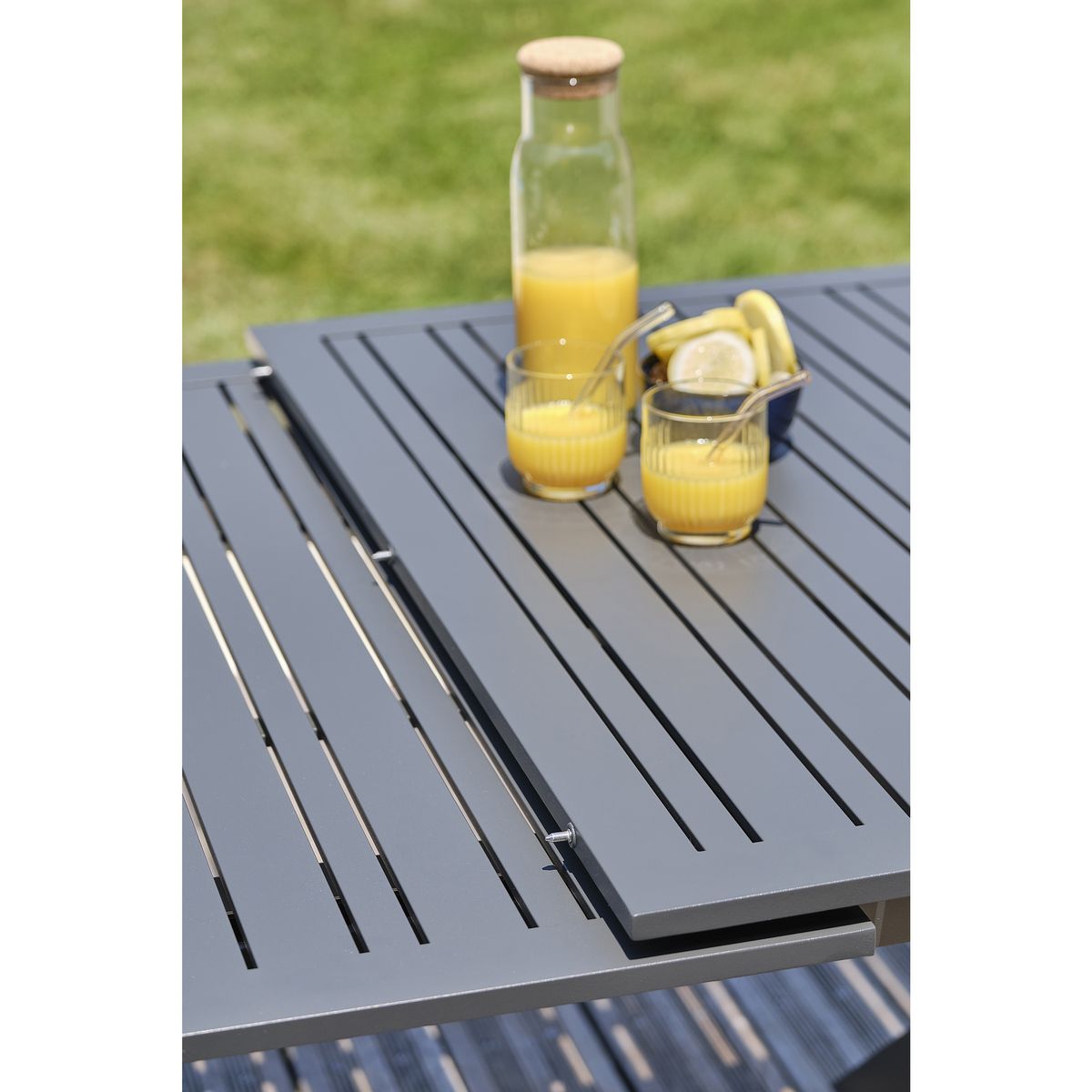 DCB GARDEN Salon de jardin - 6 places - Aluminium - Anthracite - FLORIDE