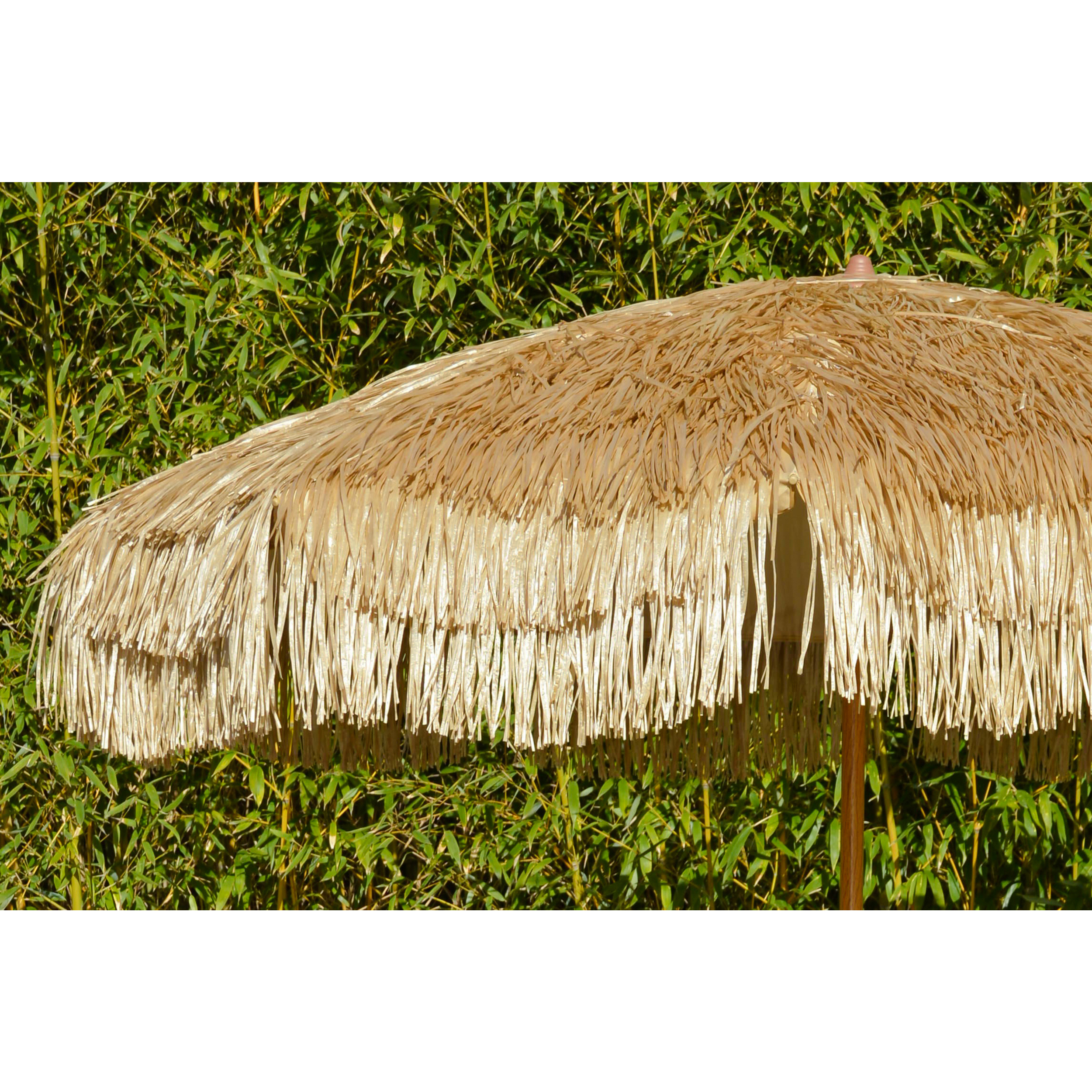 Voir la diapositive 6 : DCB GARDEN Parasol droit à franges - Acier et finition bois - Marron - D2m - HAWAI