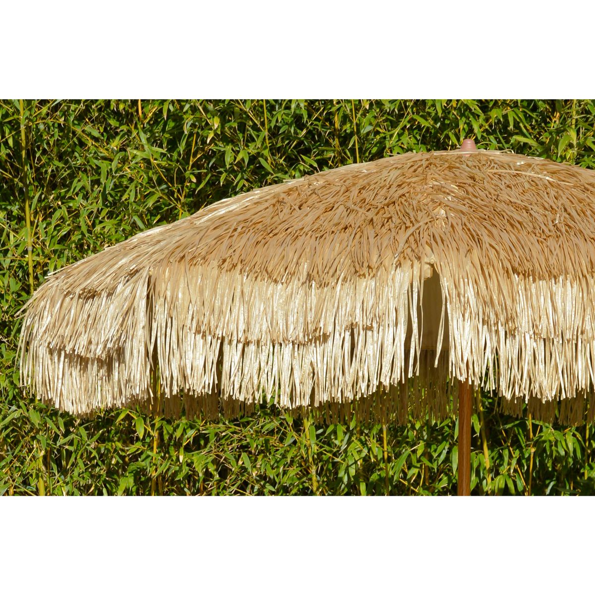 DCB GARDEN Parasol droit à franges - Acier et finition bois - Marron - D2m - HAWAI