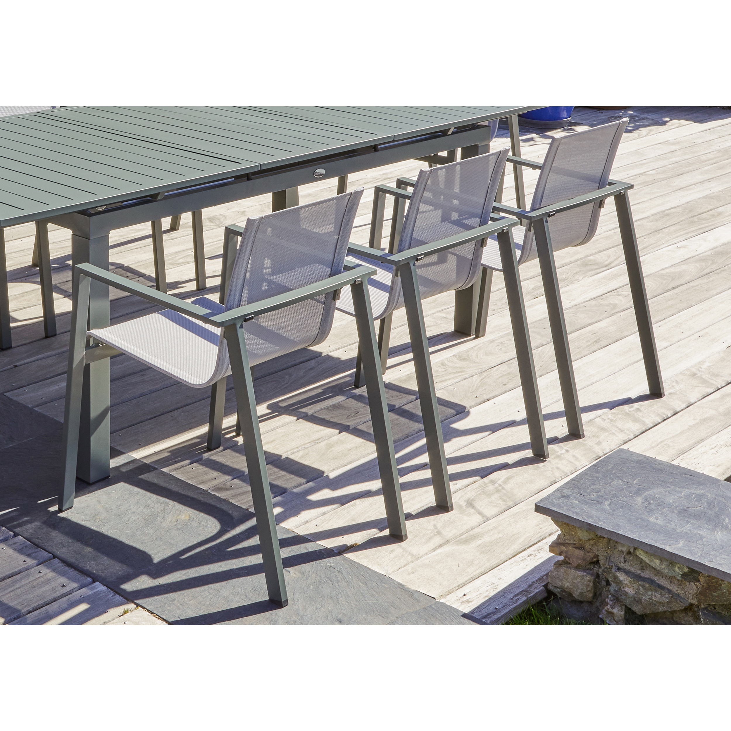 Voir la diapositive 5 : Salon de jardin - 6 places - Aluminium - Kaki - MIAMI