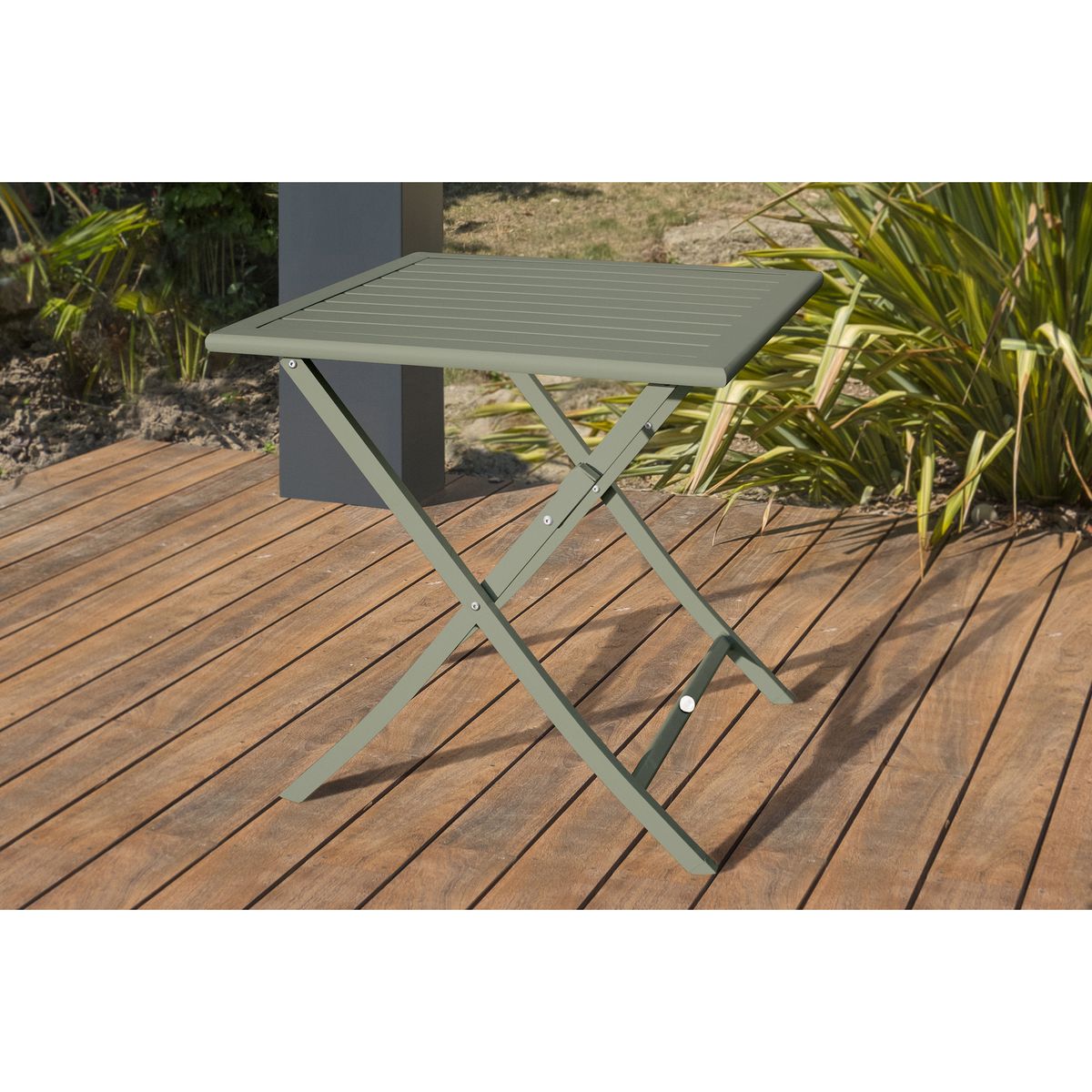 Salon de jardin - 2 places - Aluminium - Kaki - MARIUS
