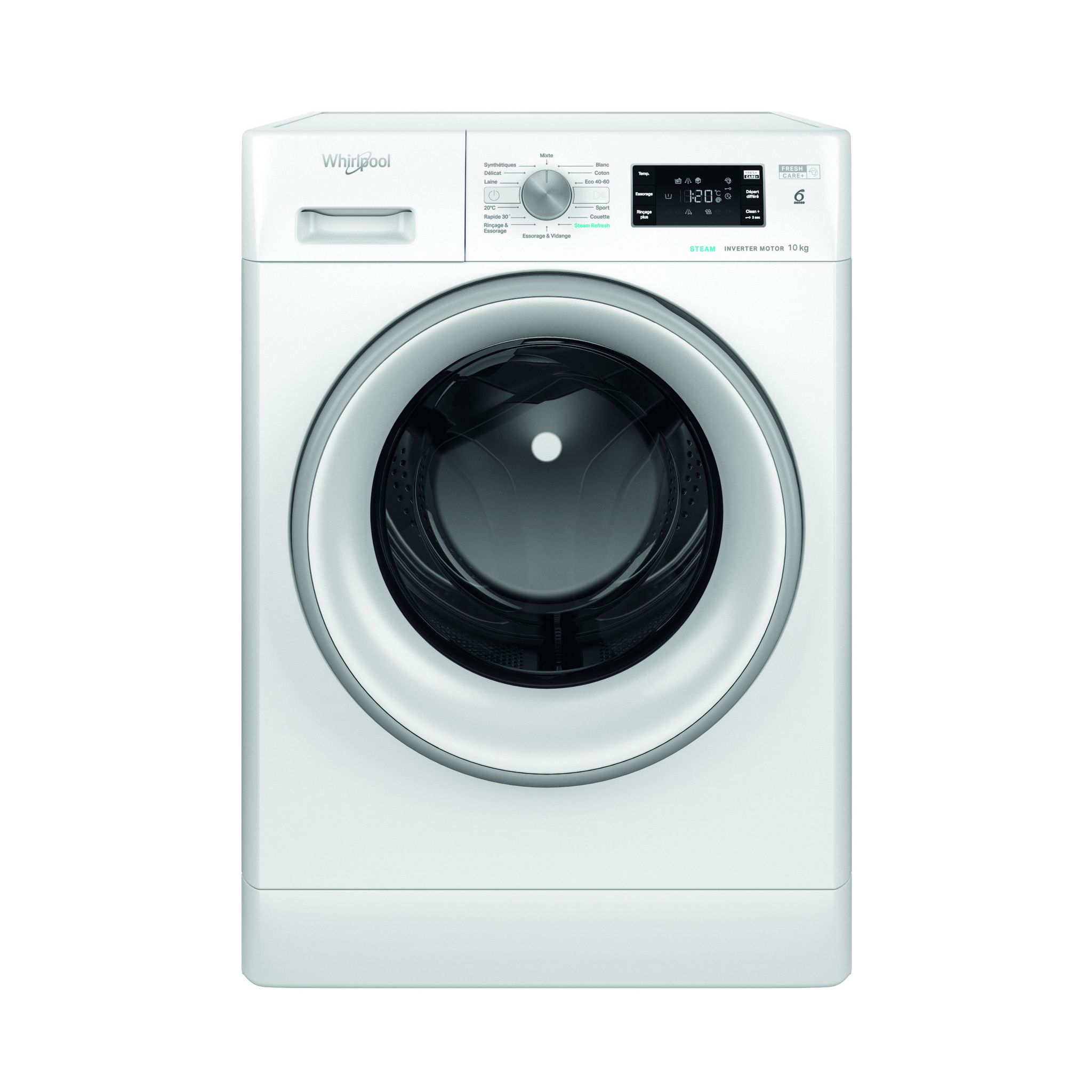 Voir la diapositive 1 : WHIRLPOOL Lave linge hublot à induction FFB10469SVFR, 10 kg, 1400 T/min, A