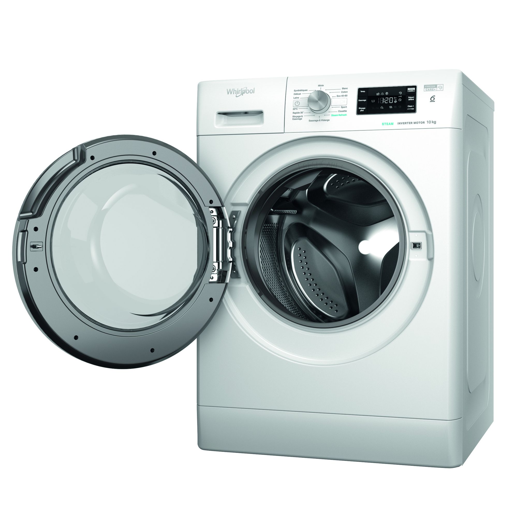 Voir la diapositive 12 : WHIRLPOOL Lave linge hublot à induction FFB10469SVFR, 10 kg, 1400 T/min, A