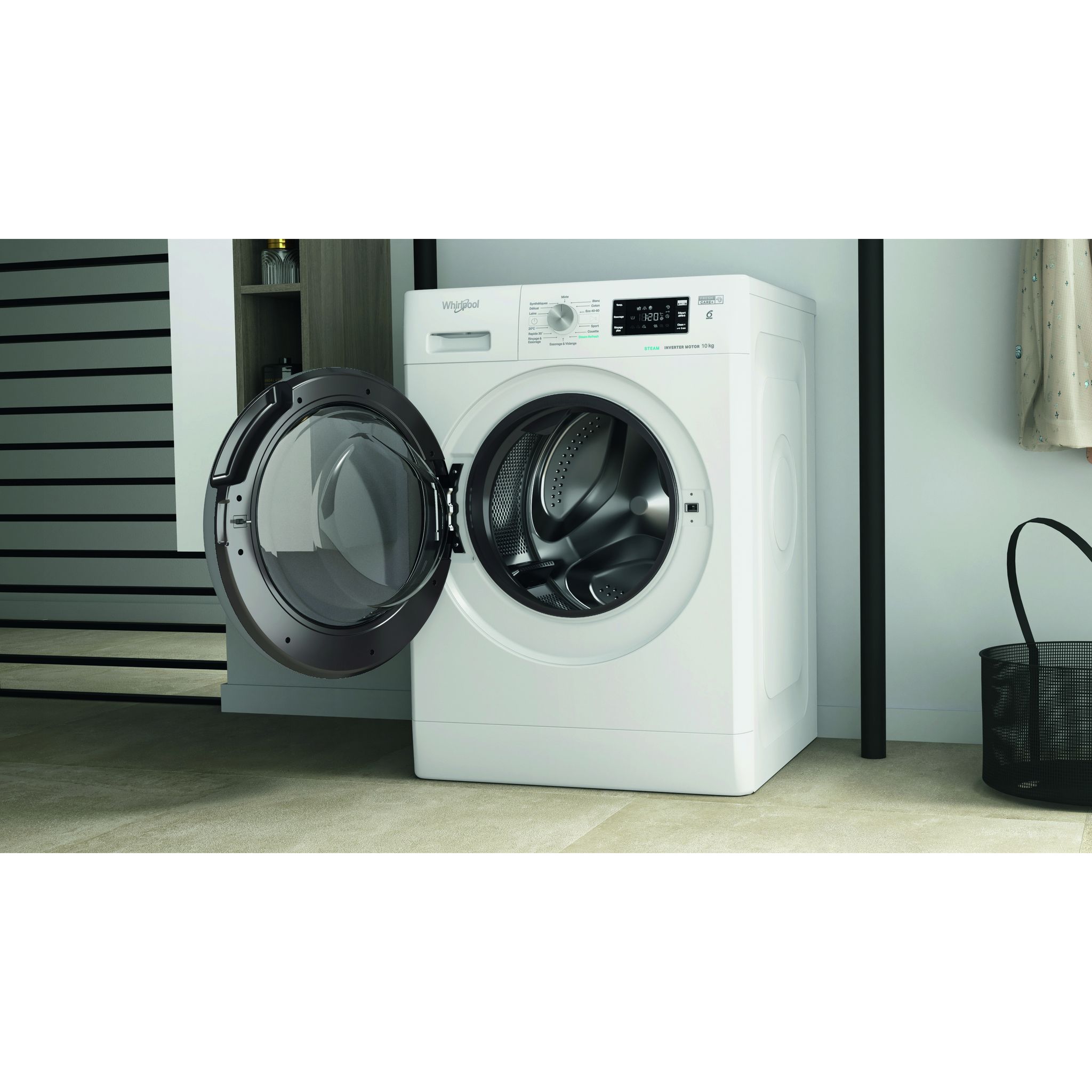 Voir la diapositive 7 : WHIRLPOOL Lave linge hublot à induction FFB10469SVFR, 10 kg, 1400 T/min, A