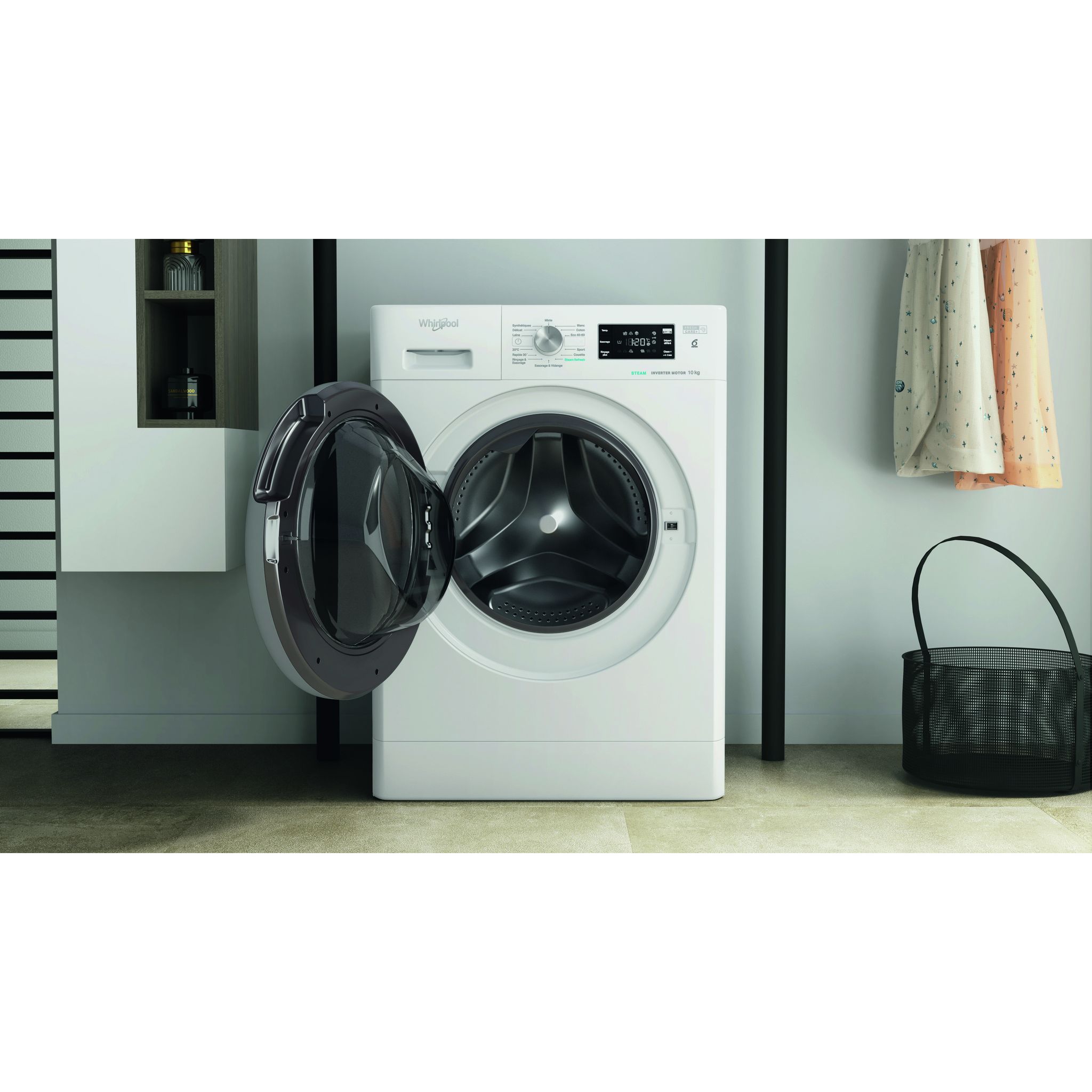 Voir la diapositive 8 : WHIRLPOOL Lave linge hublot à induction FFB10469SVFR, 10 kg, 1400 T/min, A