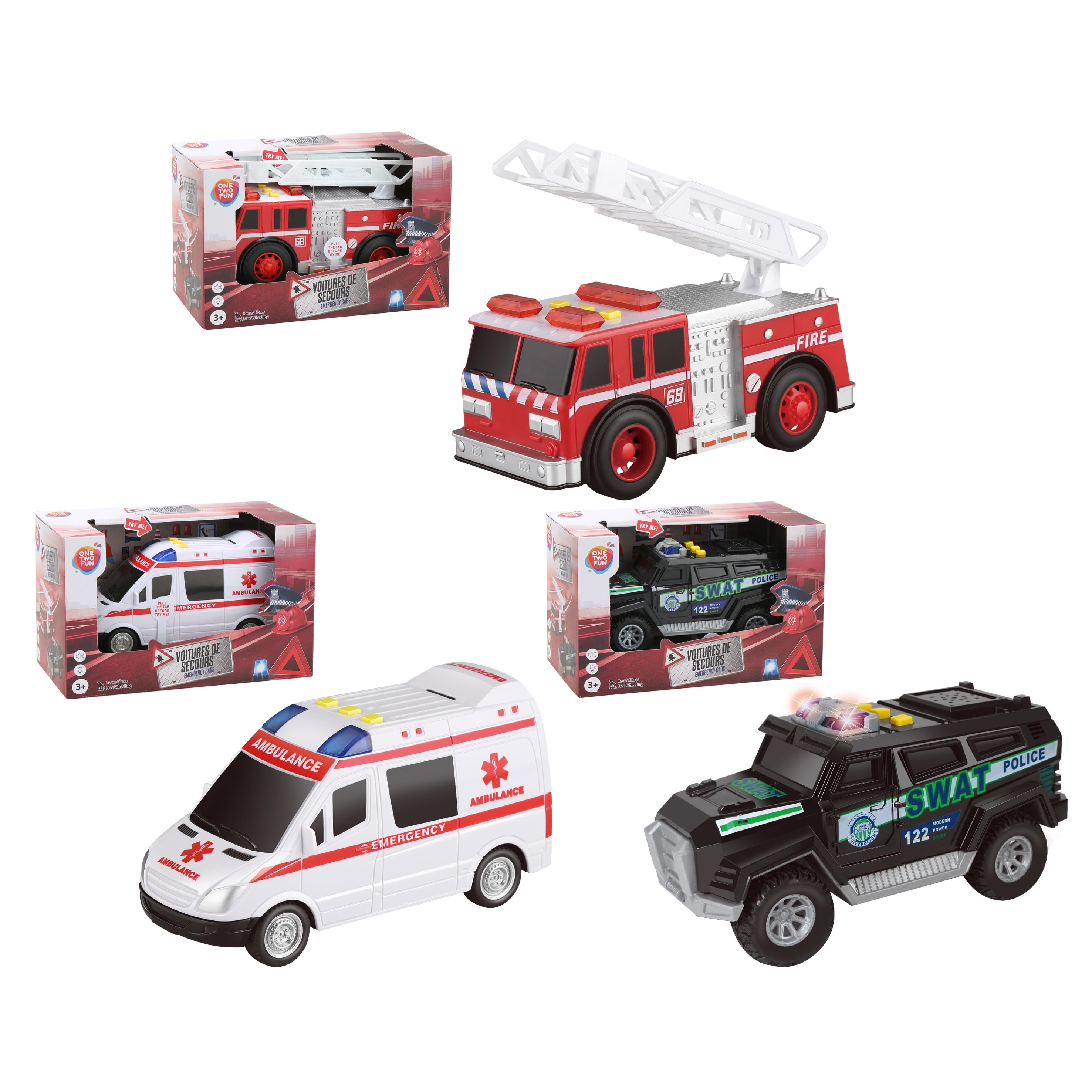 ONE TWO FUN Véhicule Pompier/Swat/Ambulance échelle 1/24ème