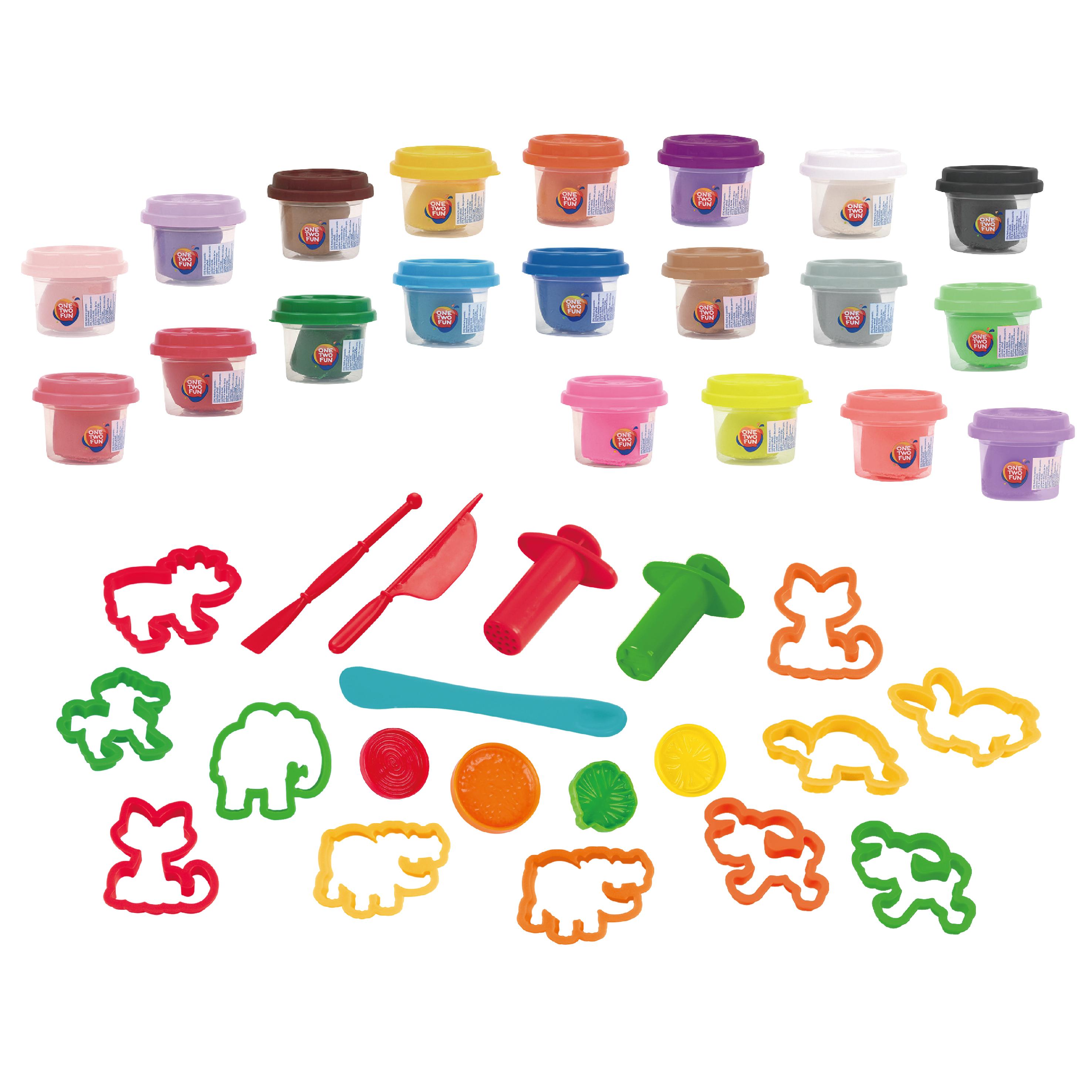 Voir la diapositive 2 : ONE TWO FUN Pack de 20 pots de Pâte à Modeler