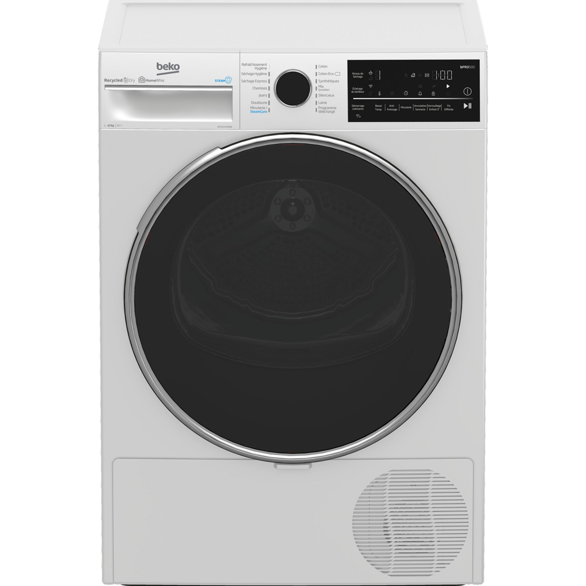 Voir la diapositive 1 : BEKO Sèche linge hublot B5T6122309W, 12 kg, Pompe à chaleur, A++