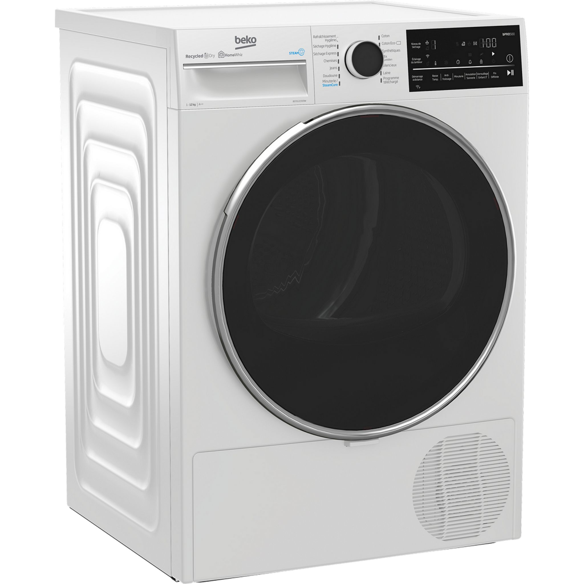 Voir la diapositive 3 : BEKO Sèche linge hublot B5T6122309W, 12 kg, Pompe à chaleur, A++