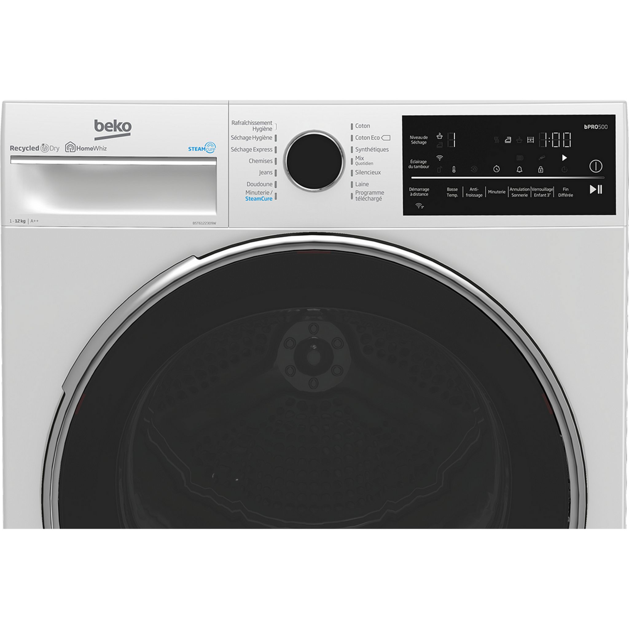 Voir la diapositive 4 : BEKO Sèche linge hublot B5T6122309W, 12 kg, Pompe à chaleur, A++