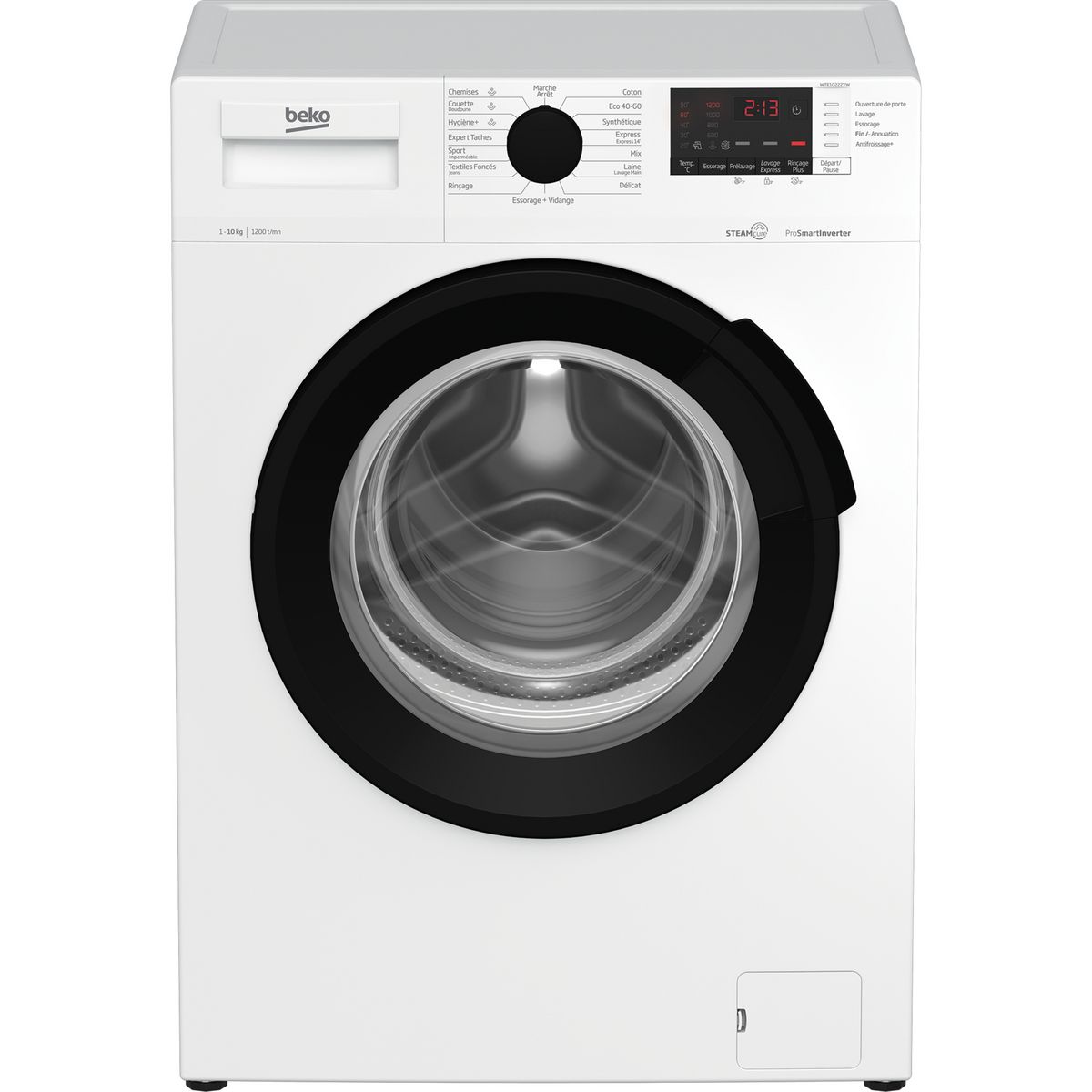 BEKO Lave linge hublot à induction WTE10222XW, 10 kg, 1200 T/min, B