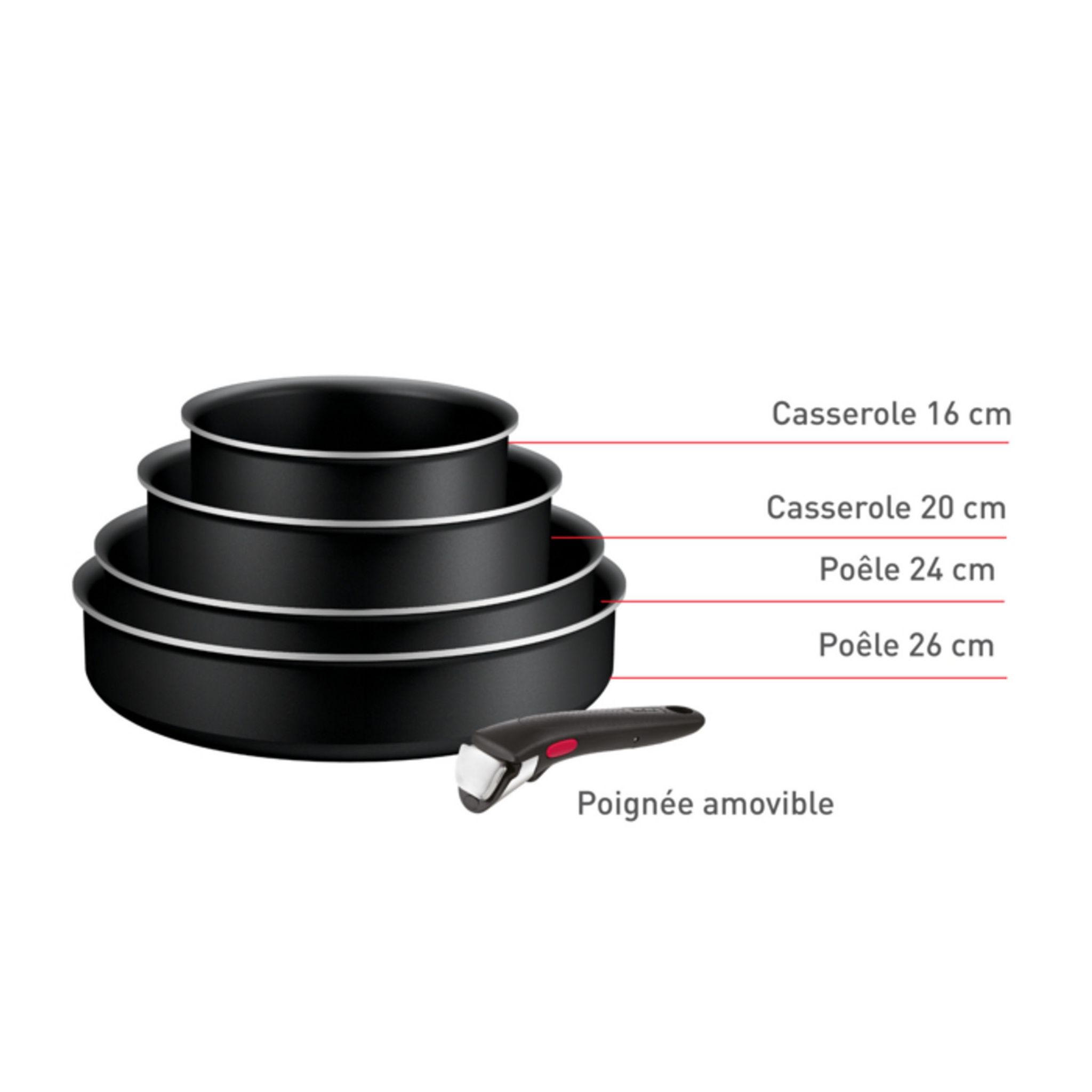 Voir la diapositive 7 : TEFAL Batterie de cuisine induction 5 pièces INGENIO GENEROUS - Noir