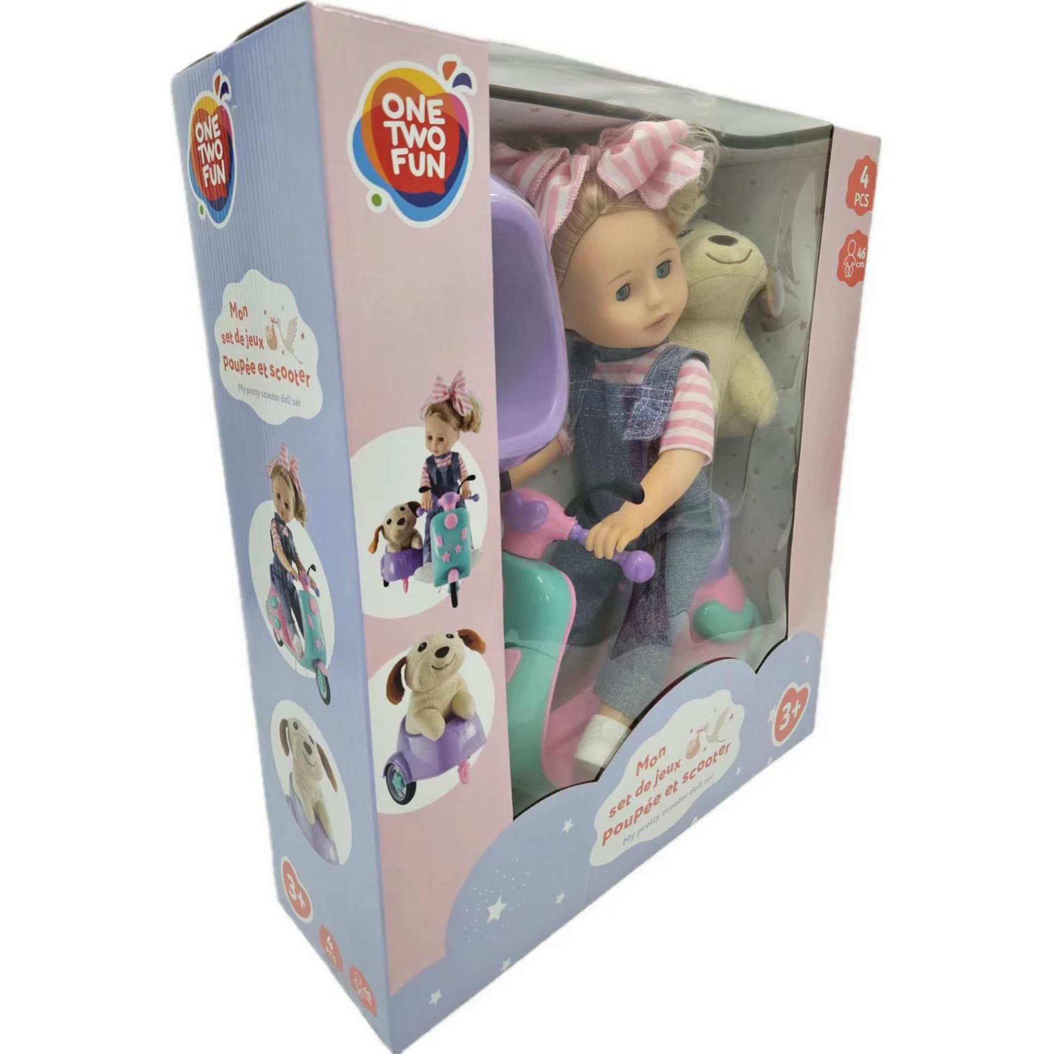 Voir la diapositive 2 : ONE TWO FUN Poupée avec Scooter Vespa 46cm