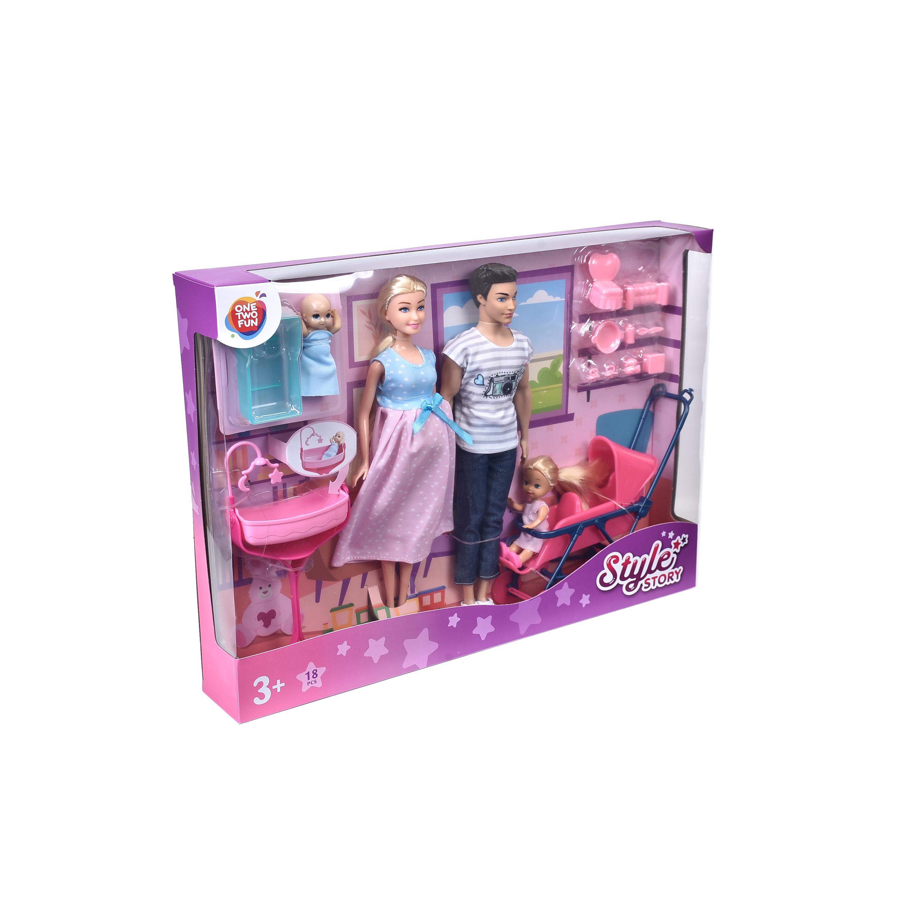 ONE TWO FUN Coffret Famille de poupée et accssoires