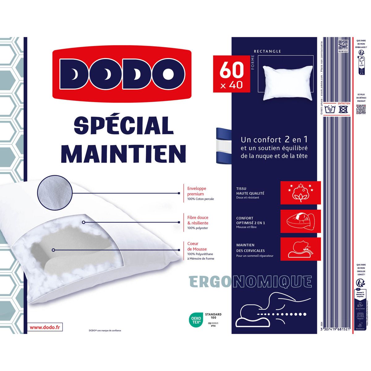 DODO Oreiller Ergonomique spécial maintien 400g