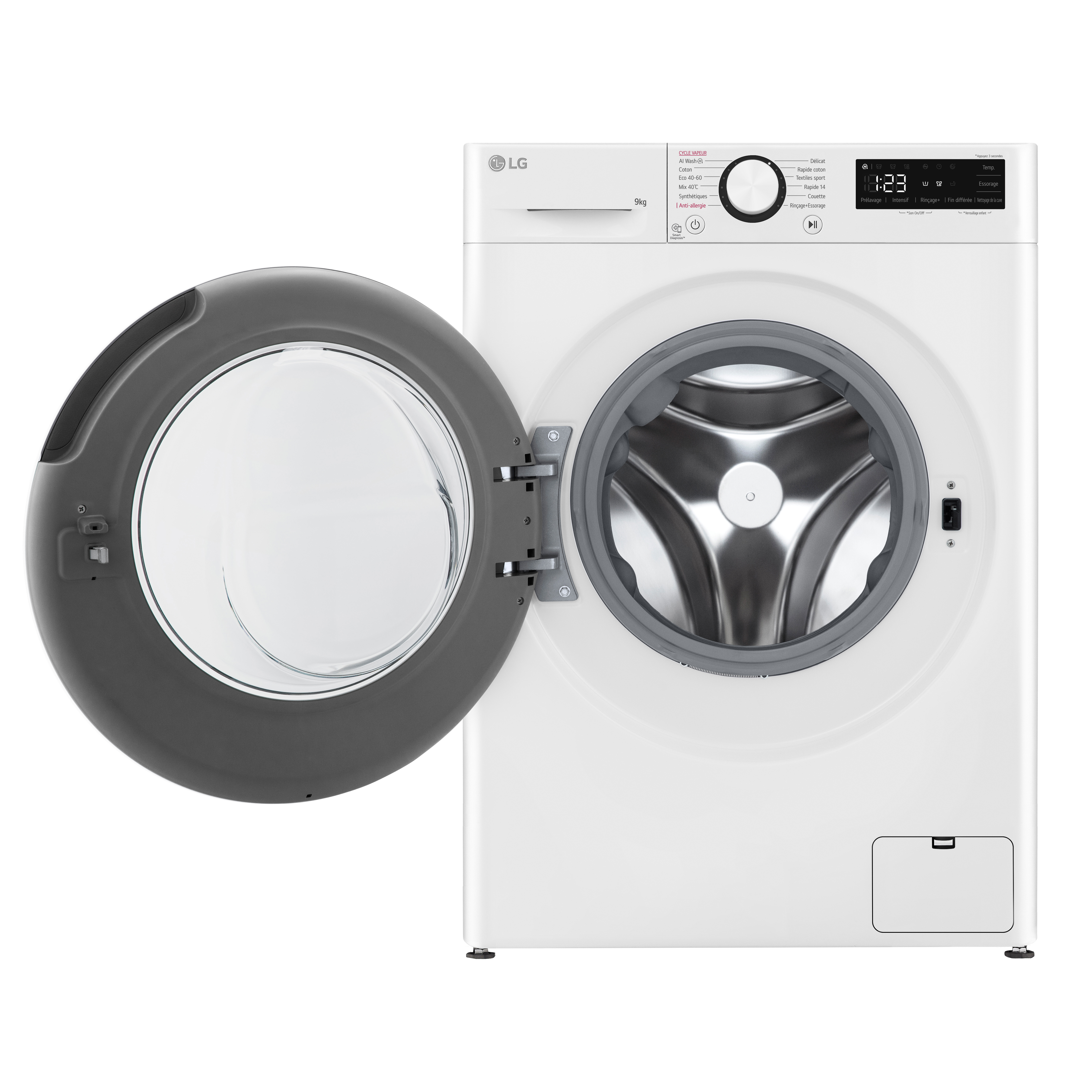Voir la diapositive 3 : LG Lave linge hublot à induction F94R35WHS, 9 kg, 1400 T/min, A