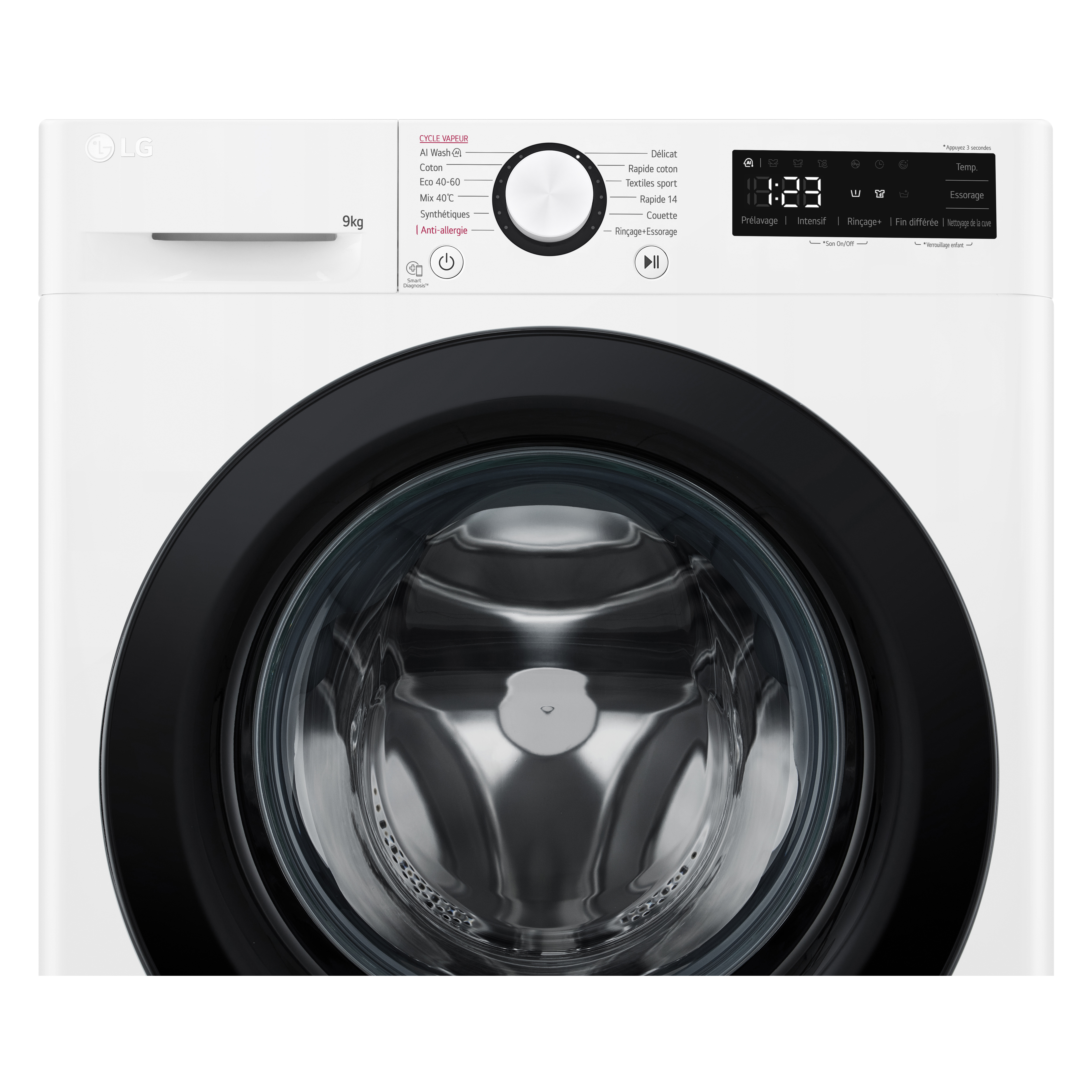 Voir la diapositive 4 : LG Lave linge hublot à induction F94R35WHS, 9 kg, 1400 T/min, A