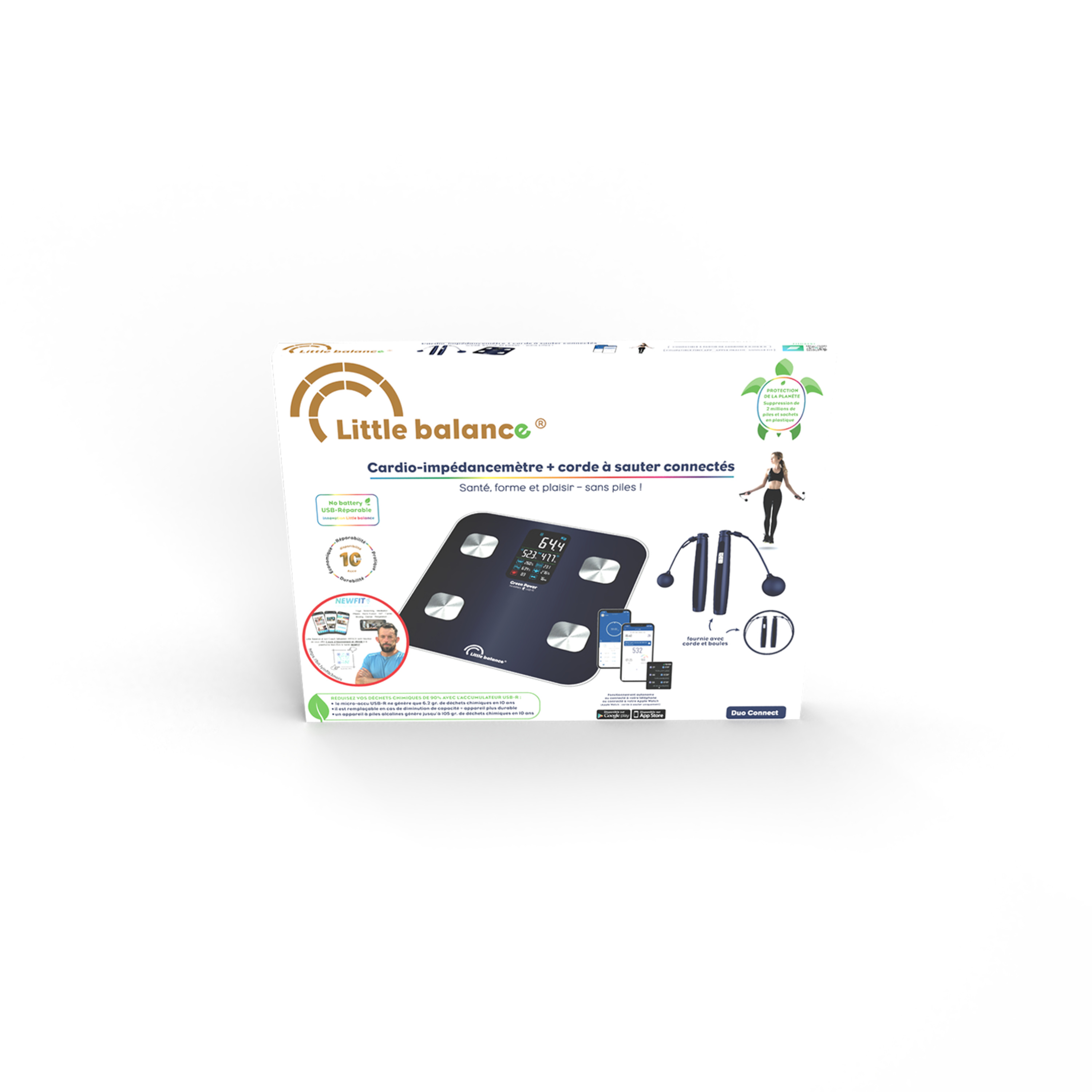 Voir la diapositive 7 : LITTLE BALANCE Balance impédancemètre  avec corde à sauter KIT DUO - Bleu
