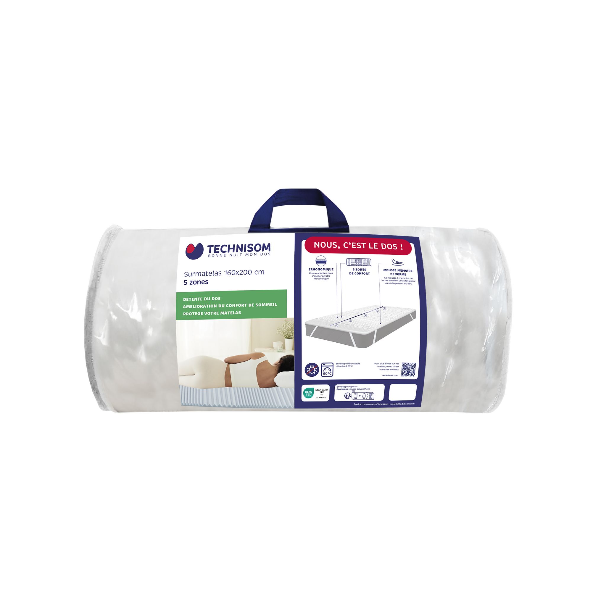 Surmatelas 5 zones technisom