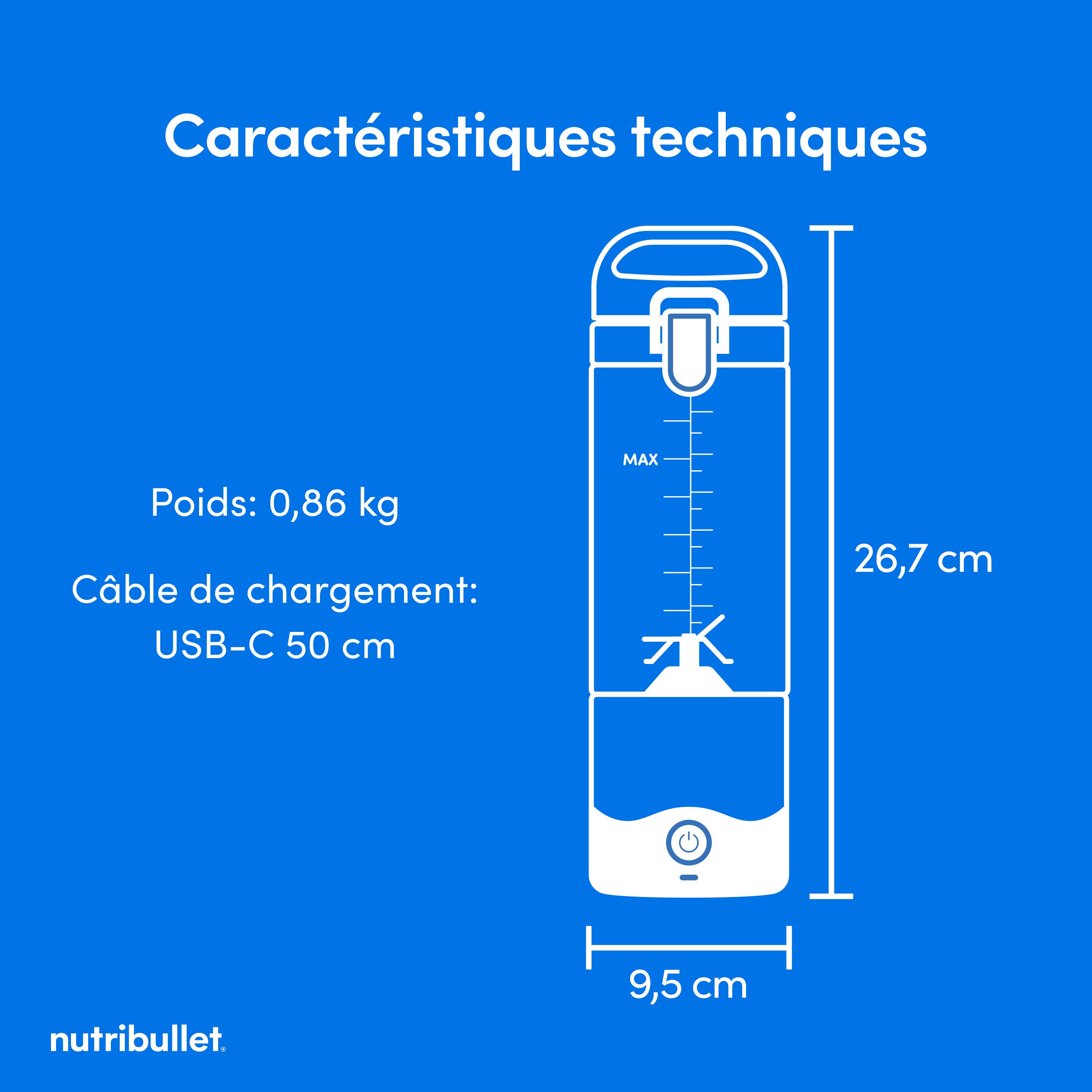 Voir la diapositive 6 : NUTRIBULLET Blender nomade NBP003W - Blanc