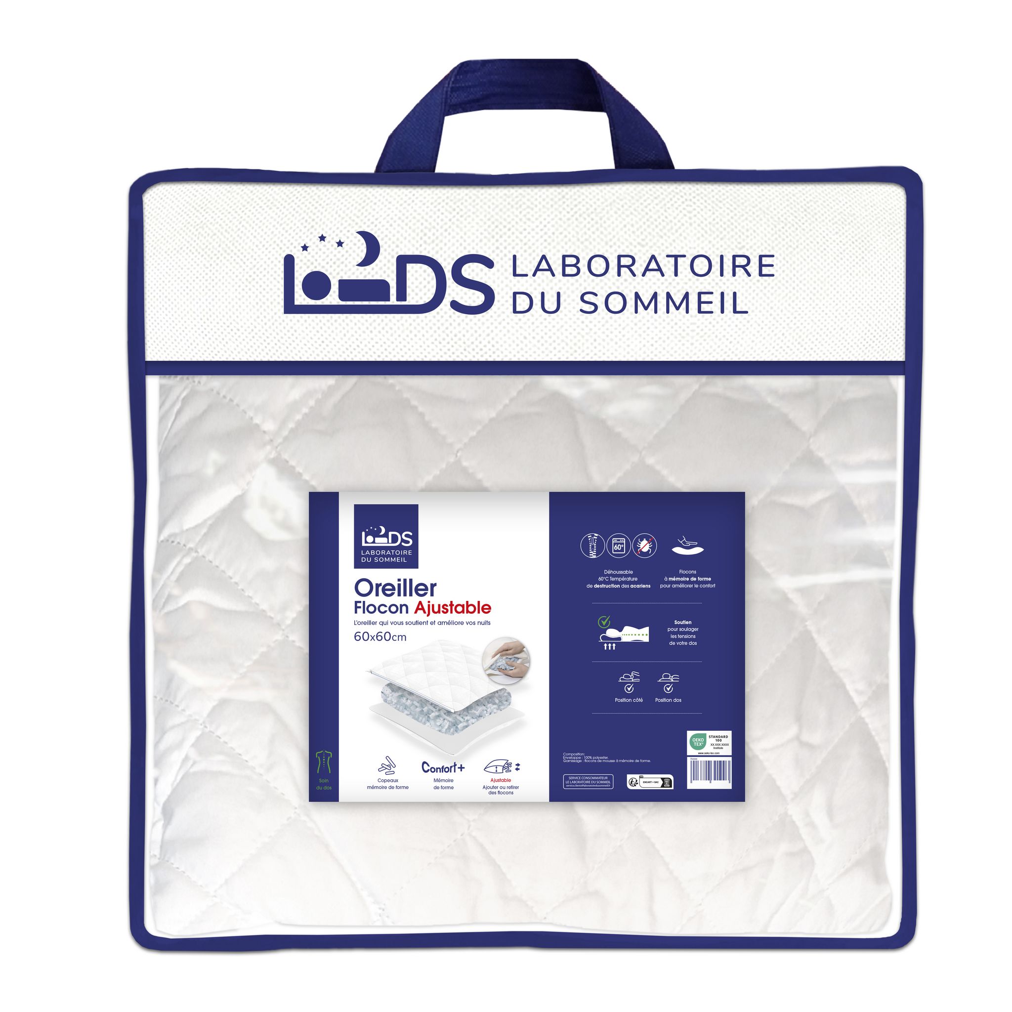Oreiller Flocon ajustable 1100g