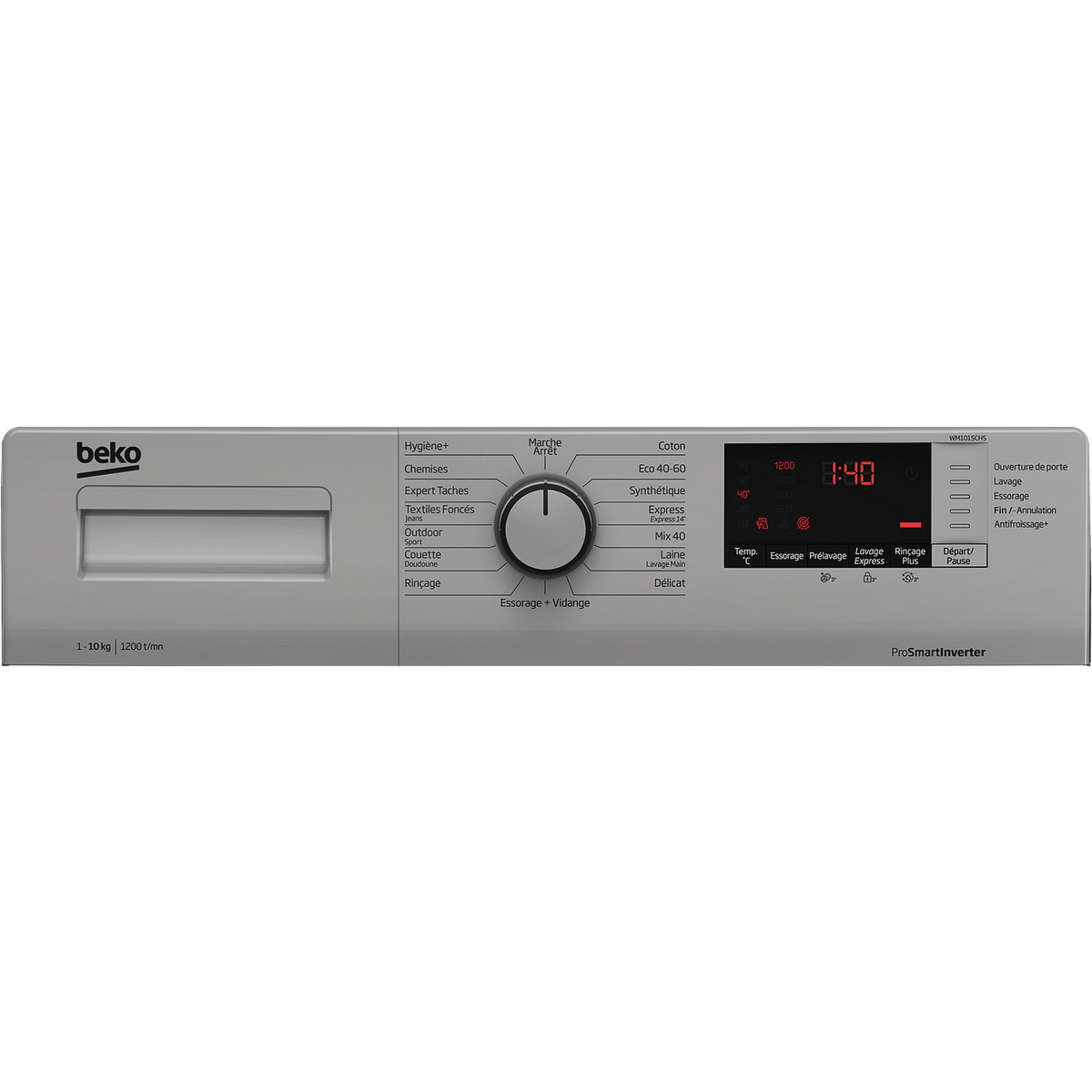 Voir la diapositive 5 : BEKO Lave linge hublot à induction  WM1015CHS, 10 kg, 1200 T/min, B