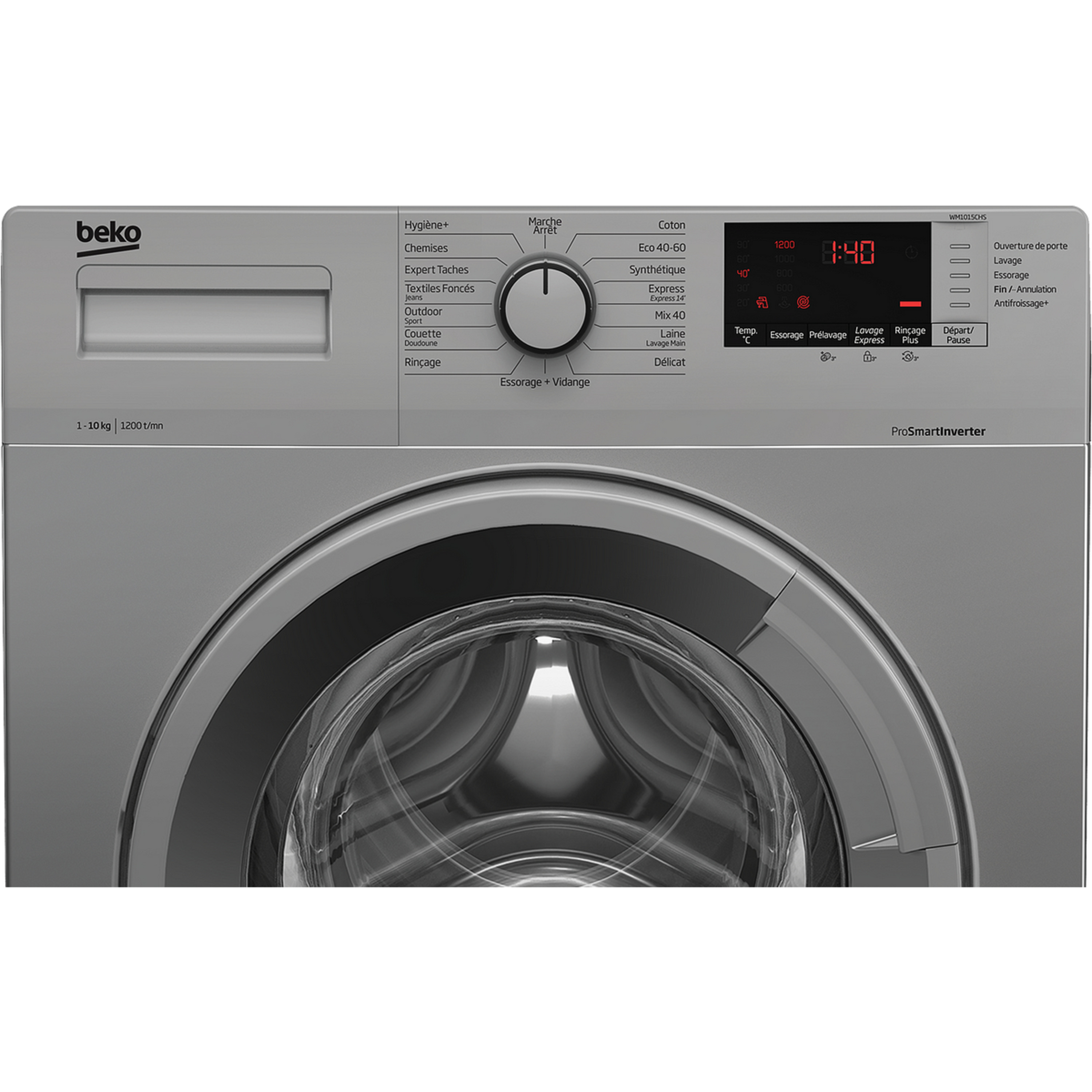 Voir la diapositive 6 : BEKO Lave linge hublot à induction  WM1015CHS, 10 kg, 1200 T/min, B