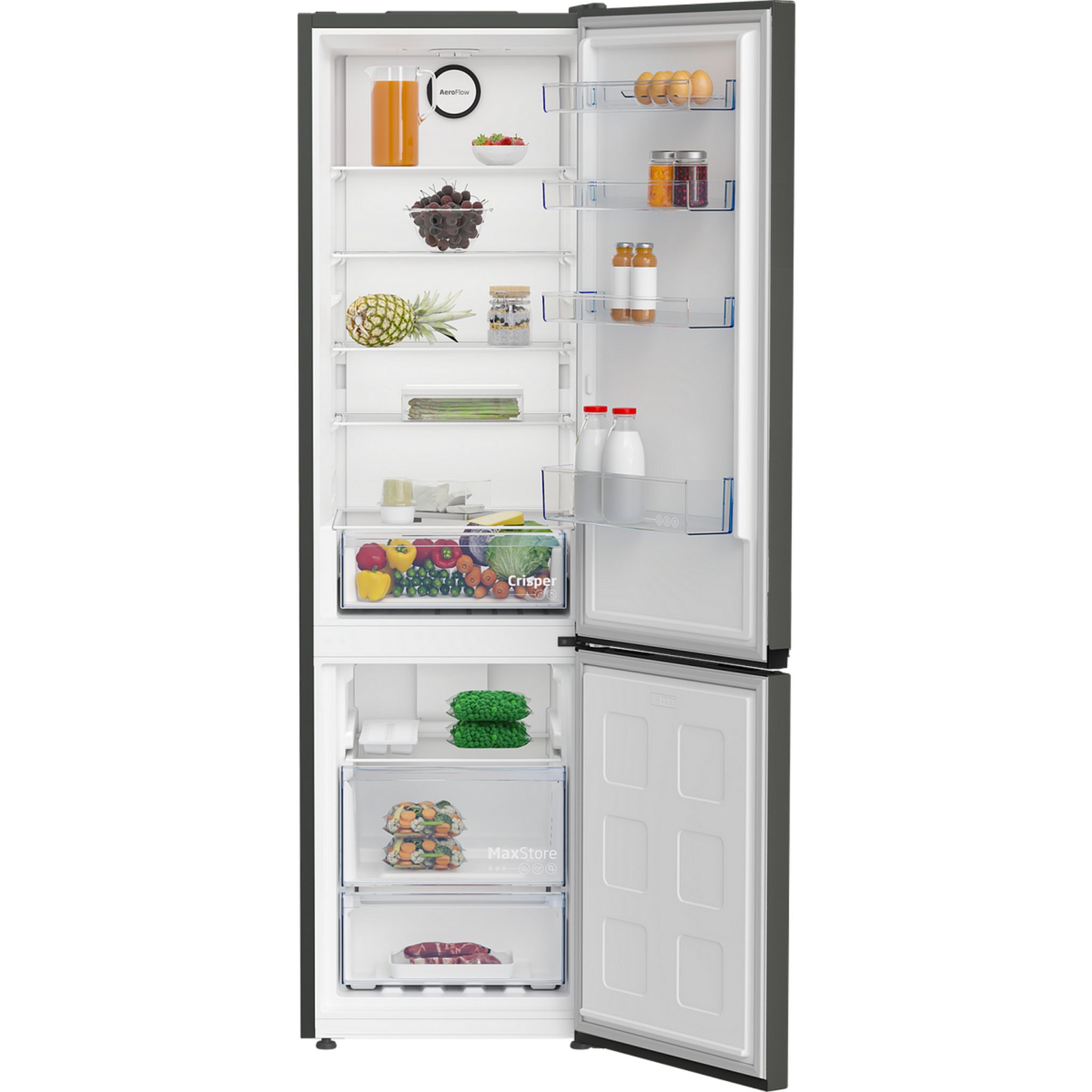 Voir la diapositive 2 : BEKO Réfrigérateur combiné B1RCNE404G, 355 L, Froid ventilé No Frost, E