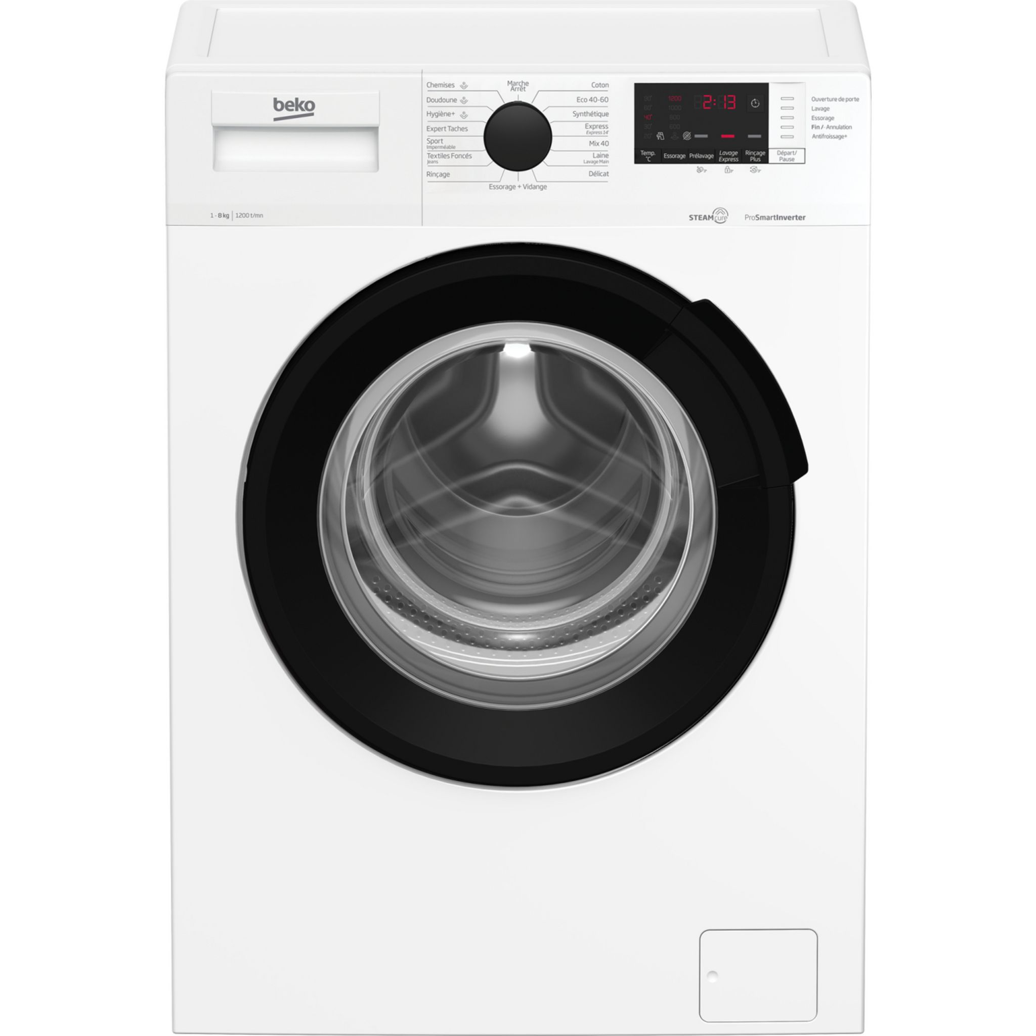 Voir la diapositive 1 : BEKO Lave linge hublot à induction WUV82221BW, 8 kg, 1200 T/min, A
