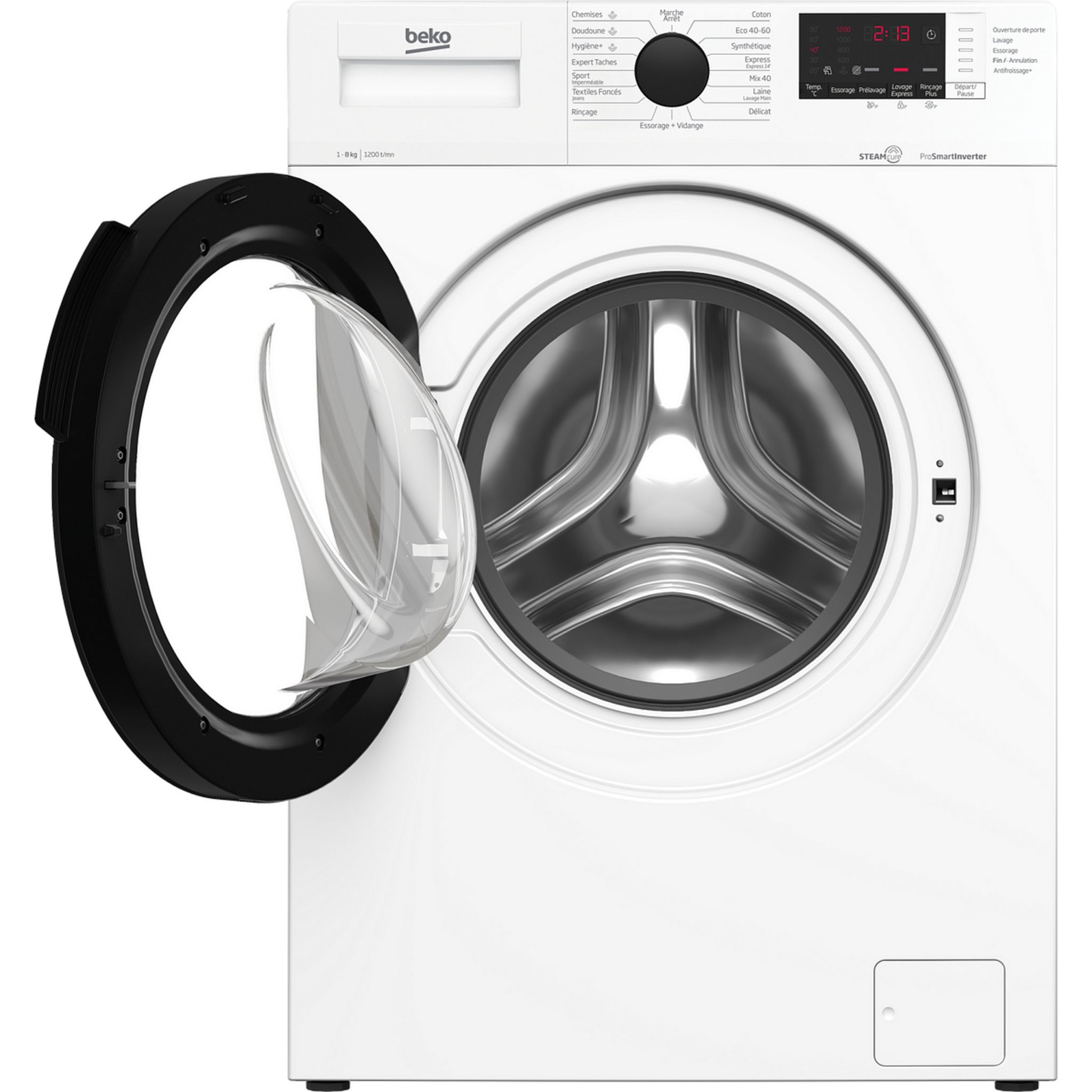 Voir la diapositive 2 : BEKO Lave linge hublot à induction WUV82221BW, 8 kg, 1200 T/min, A