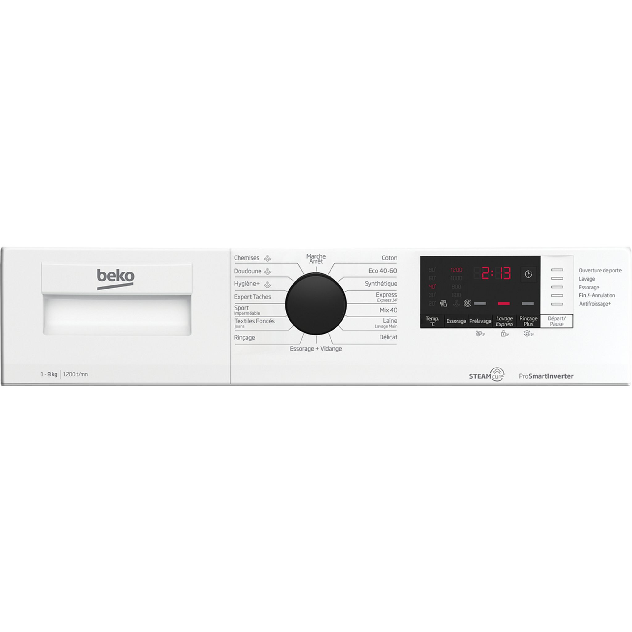 Voir la diapositive 5 : BEKO Lave linge hublot à induction WUV82221BW, 8 kg, 1200 T/min, A