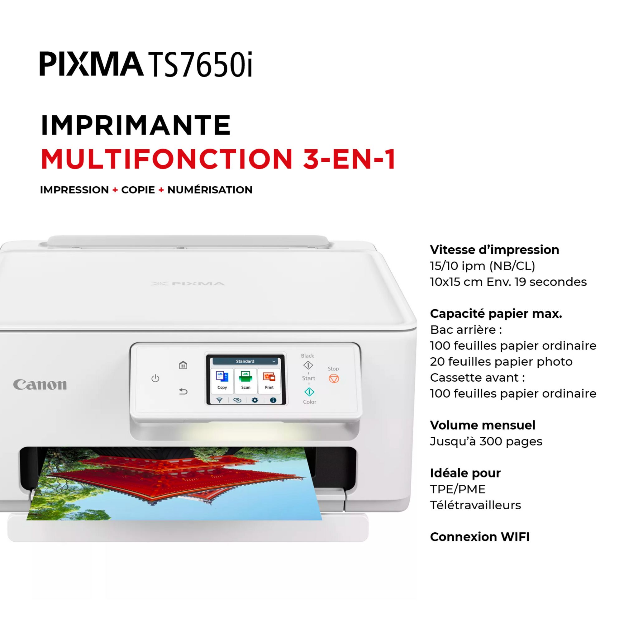 Voir la diapositive 2 : CANON Imprimante multifonction TS7650I - Blanc