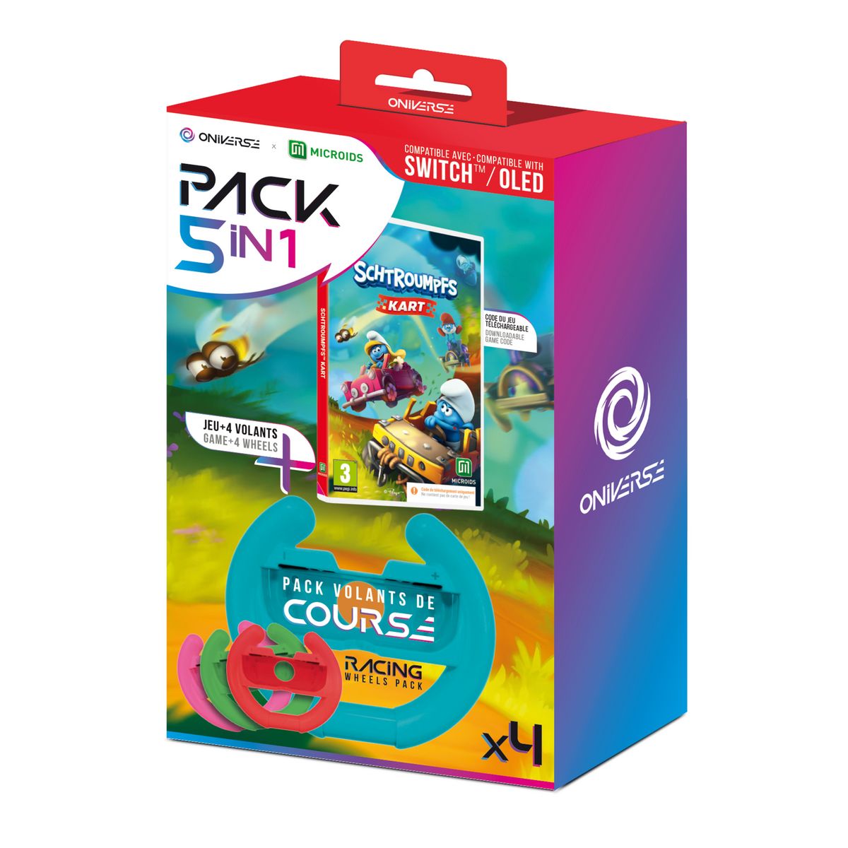 ONIVERSE Pack Schtroumpfs Kart + 4 Volants Nintendo Switch - Code de Téléchargement
