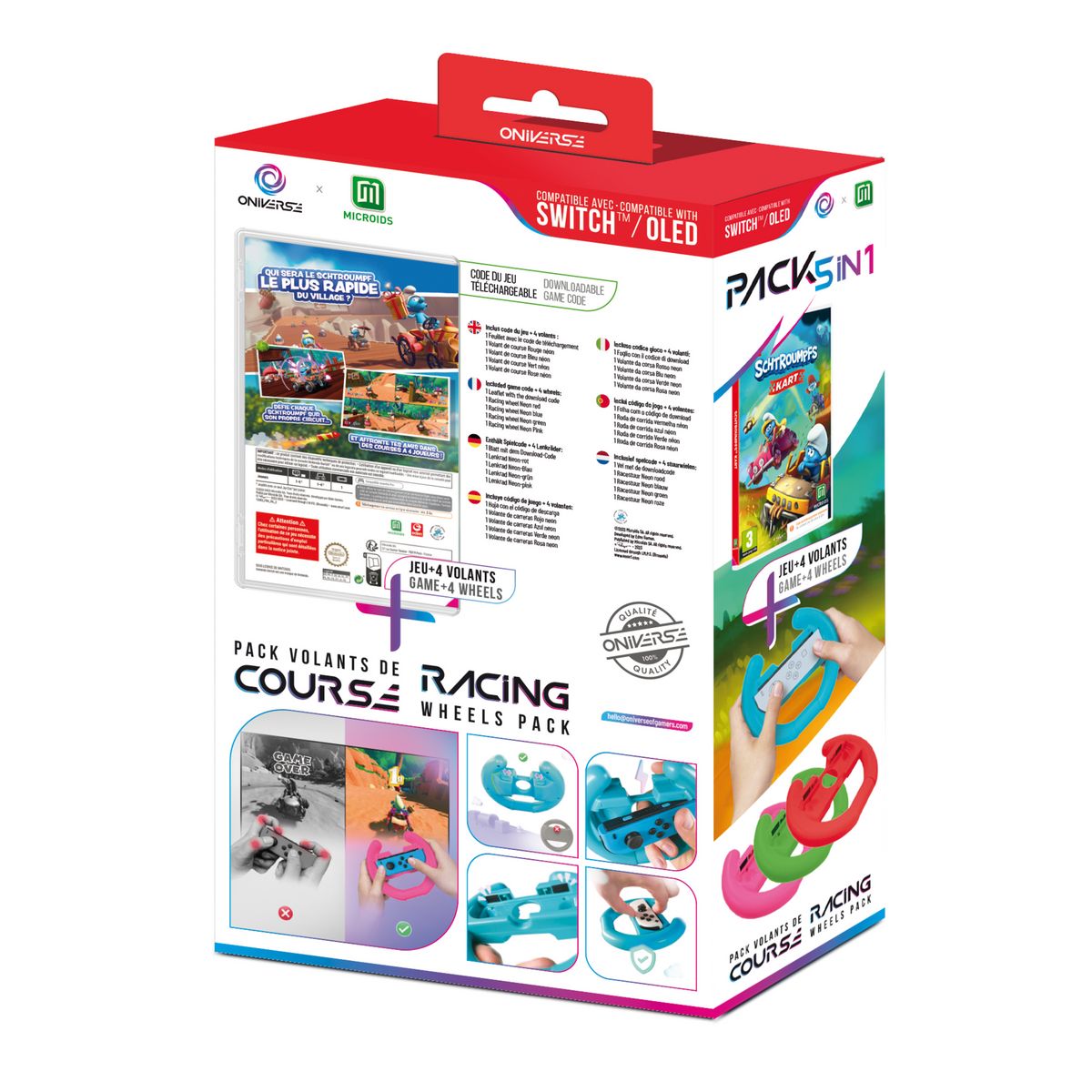 ONIVERSE Pack Schtroumpfs Kart + 4 Volants Nintendo Switch - Code de Téléchargement