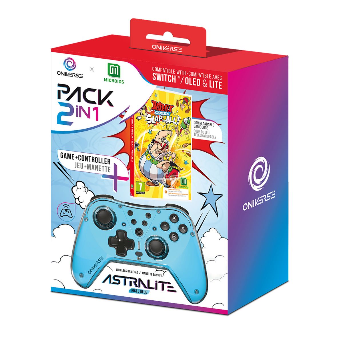 ONIVERSE Pack Astérix et Obélix Giflez-les tous ! + Manette de Jeu Nintendo Switch - Code de Téléchargement